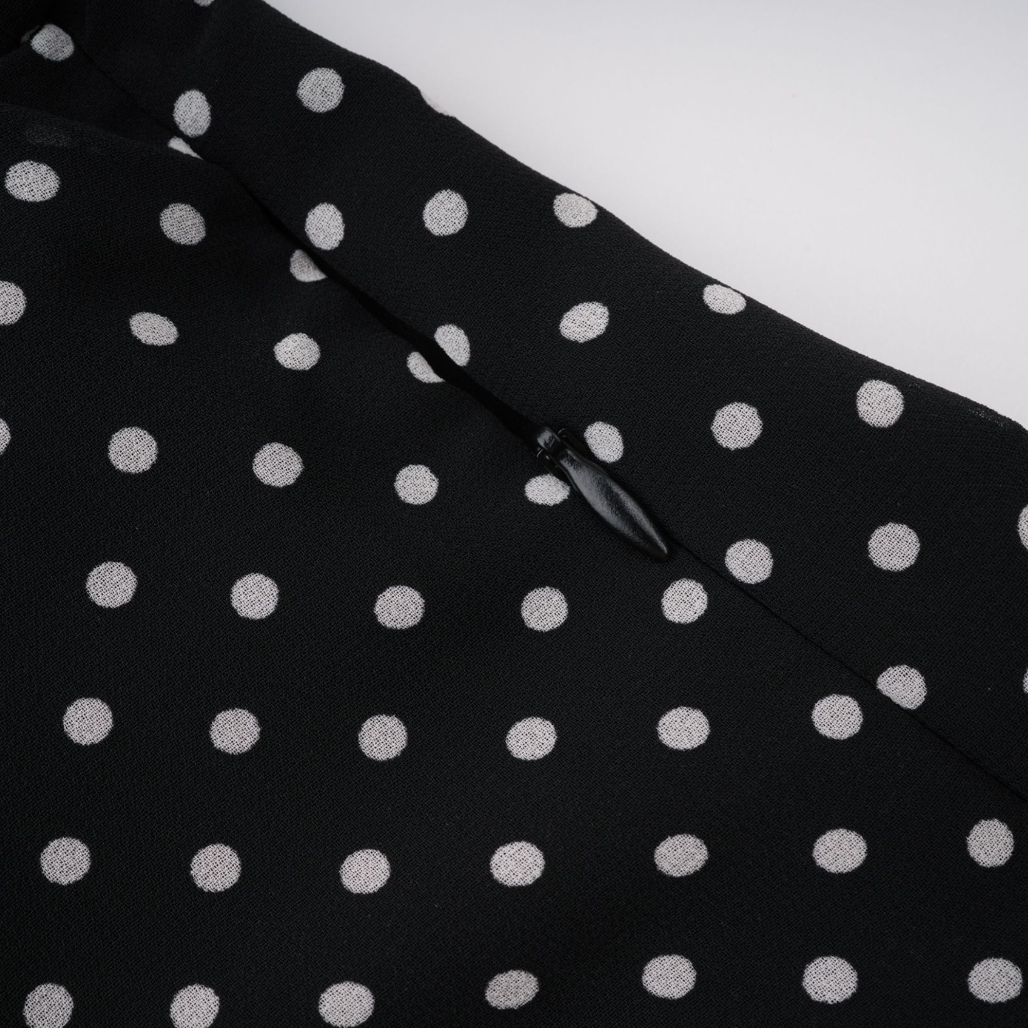 Coraline black polka-dot ruffled midi dress