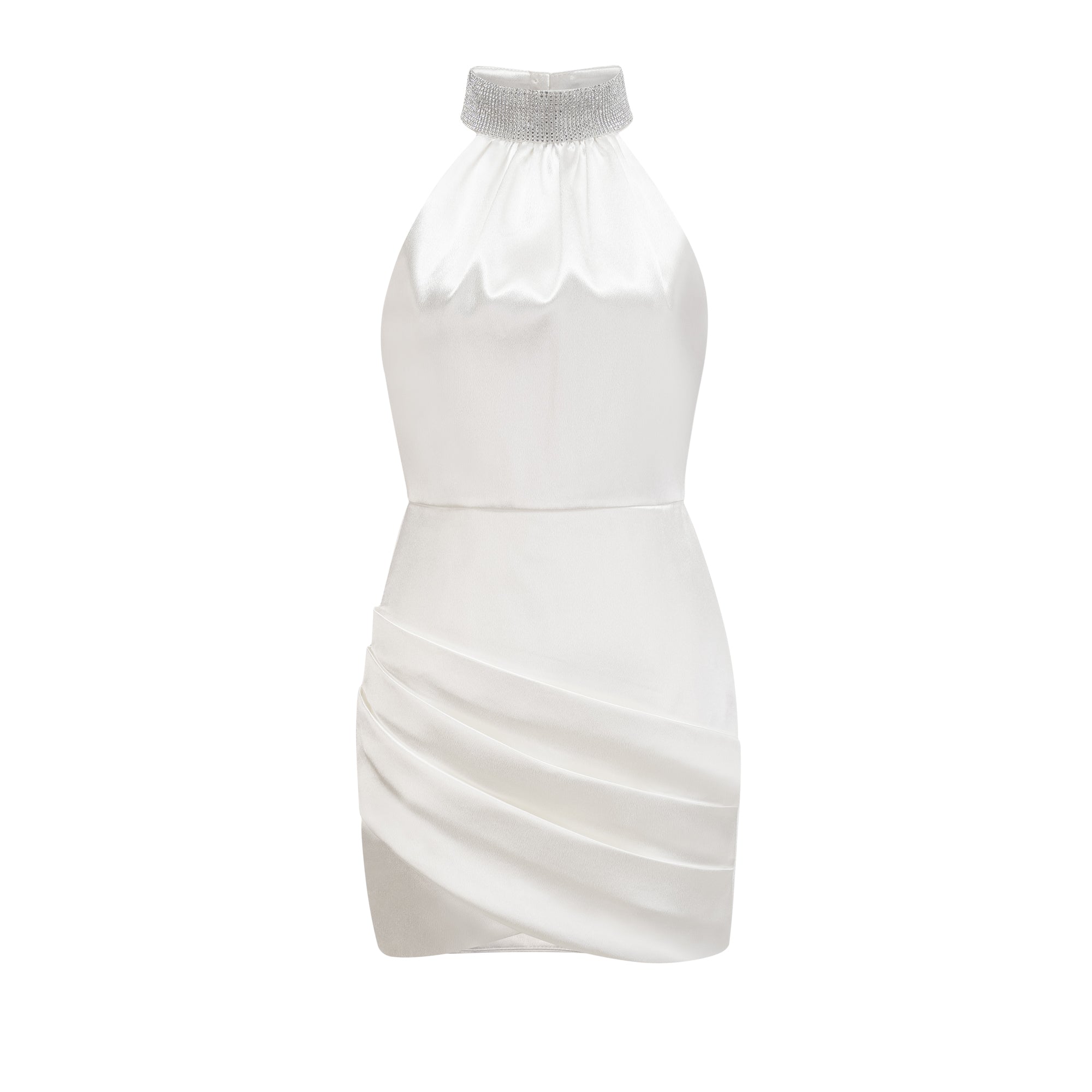 فستان قصير غير متماثل مزين بتفاصيل تاهيتي (بيع نهائي - الولايات المتحدة فقط)