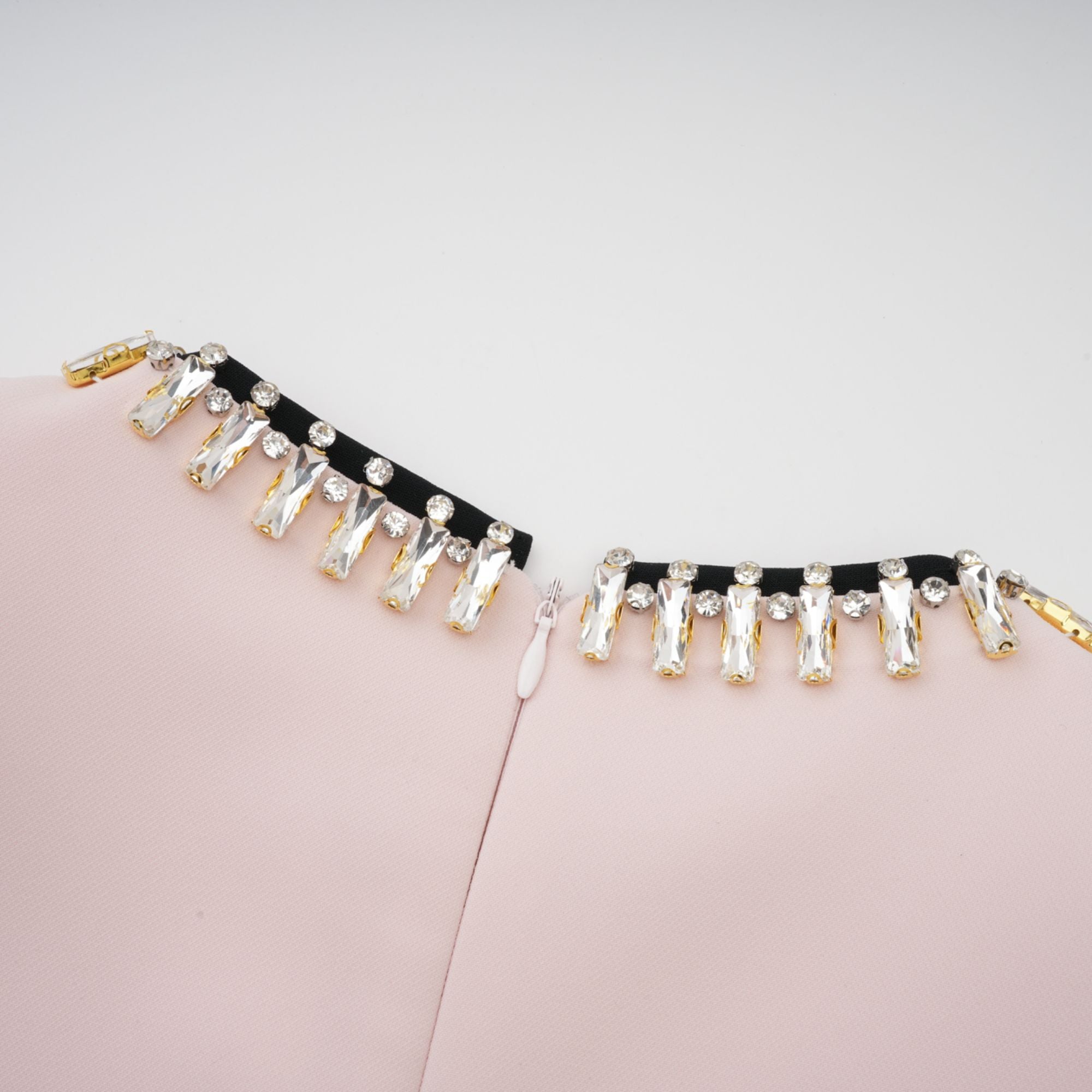 Anaïs pink crystal color-blocked midi dress