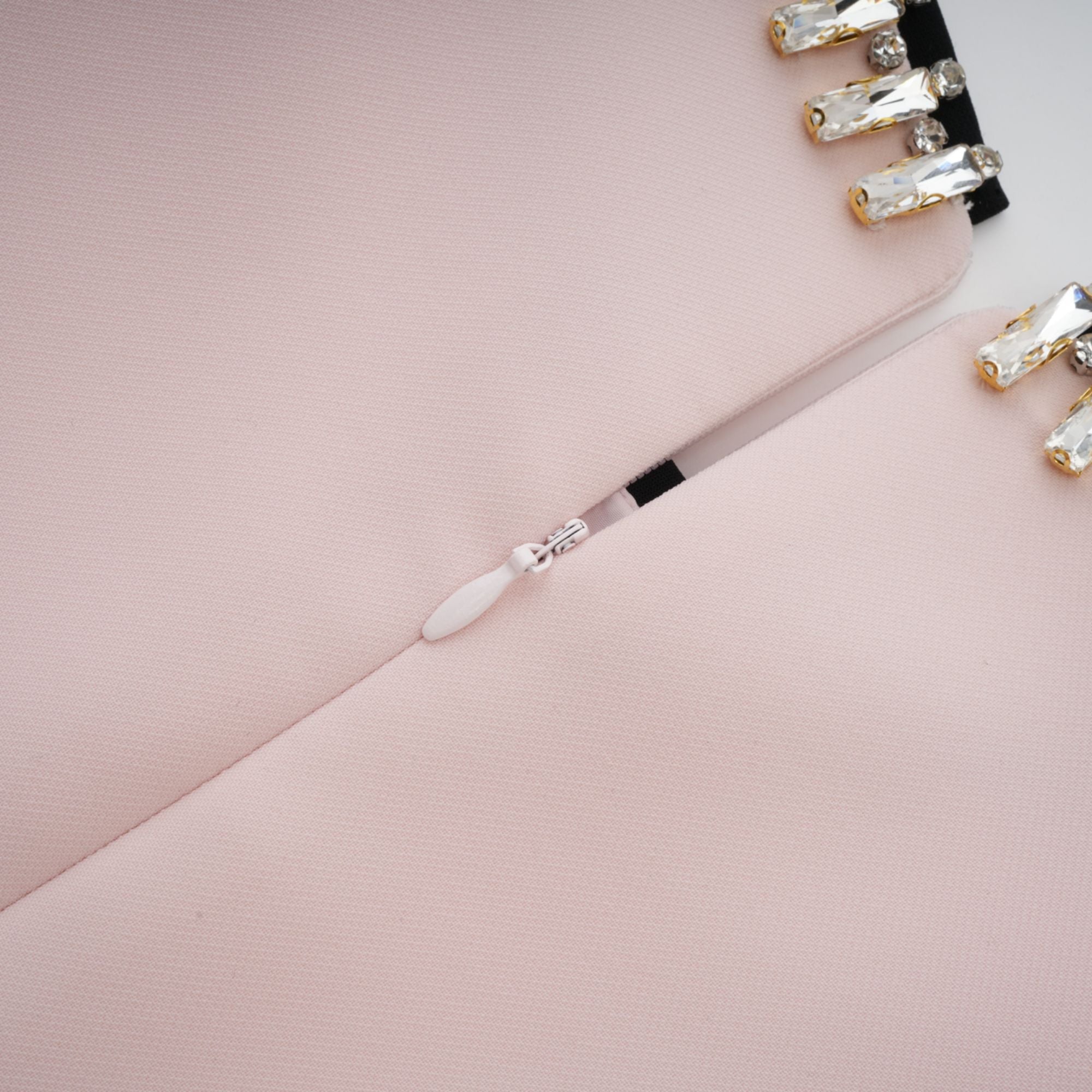 Anaïs pink crystal color-blocked midi dress