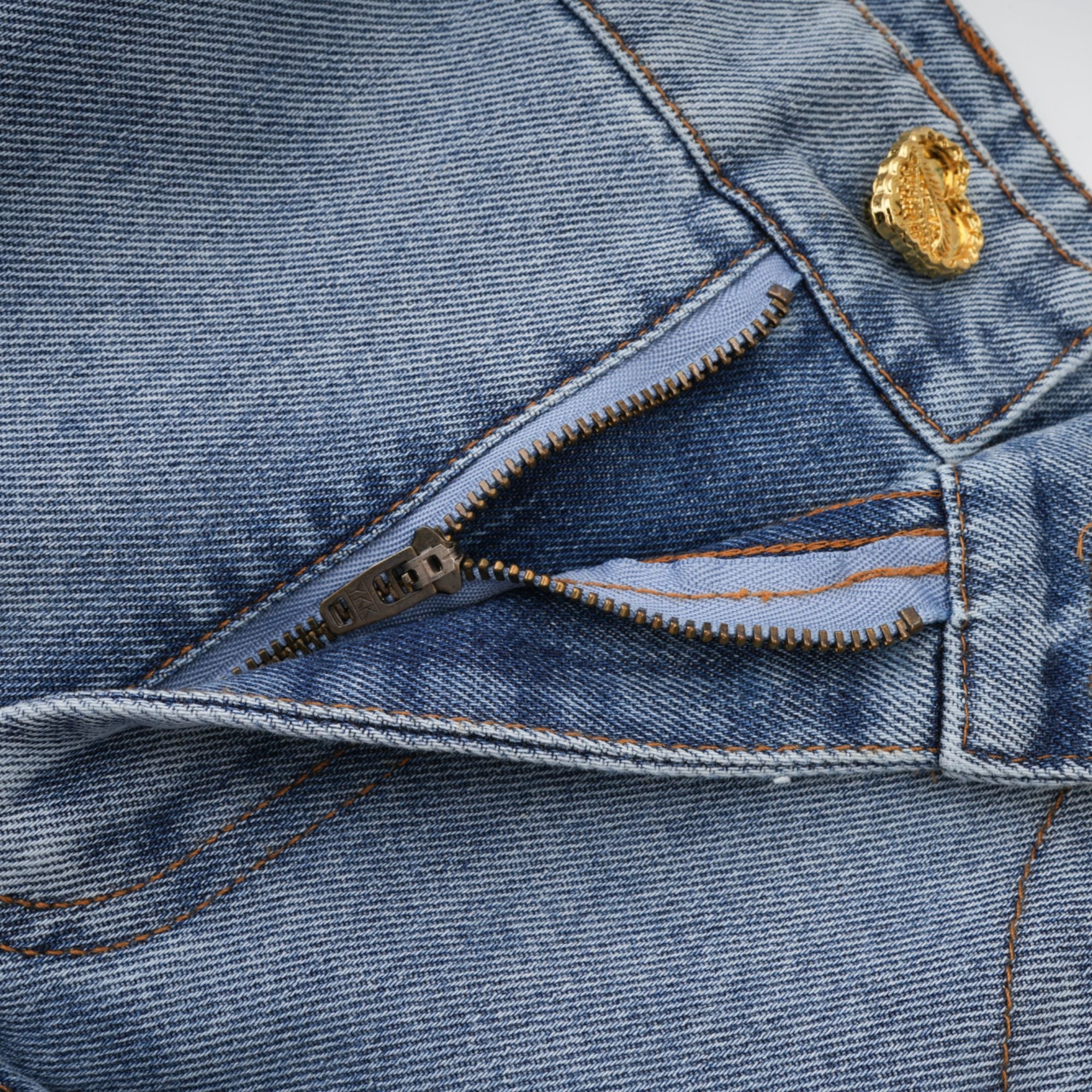 Florence Ruffled Denim Mini Skirt in Light Blue