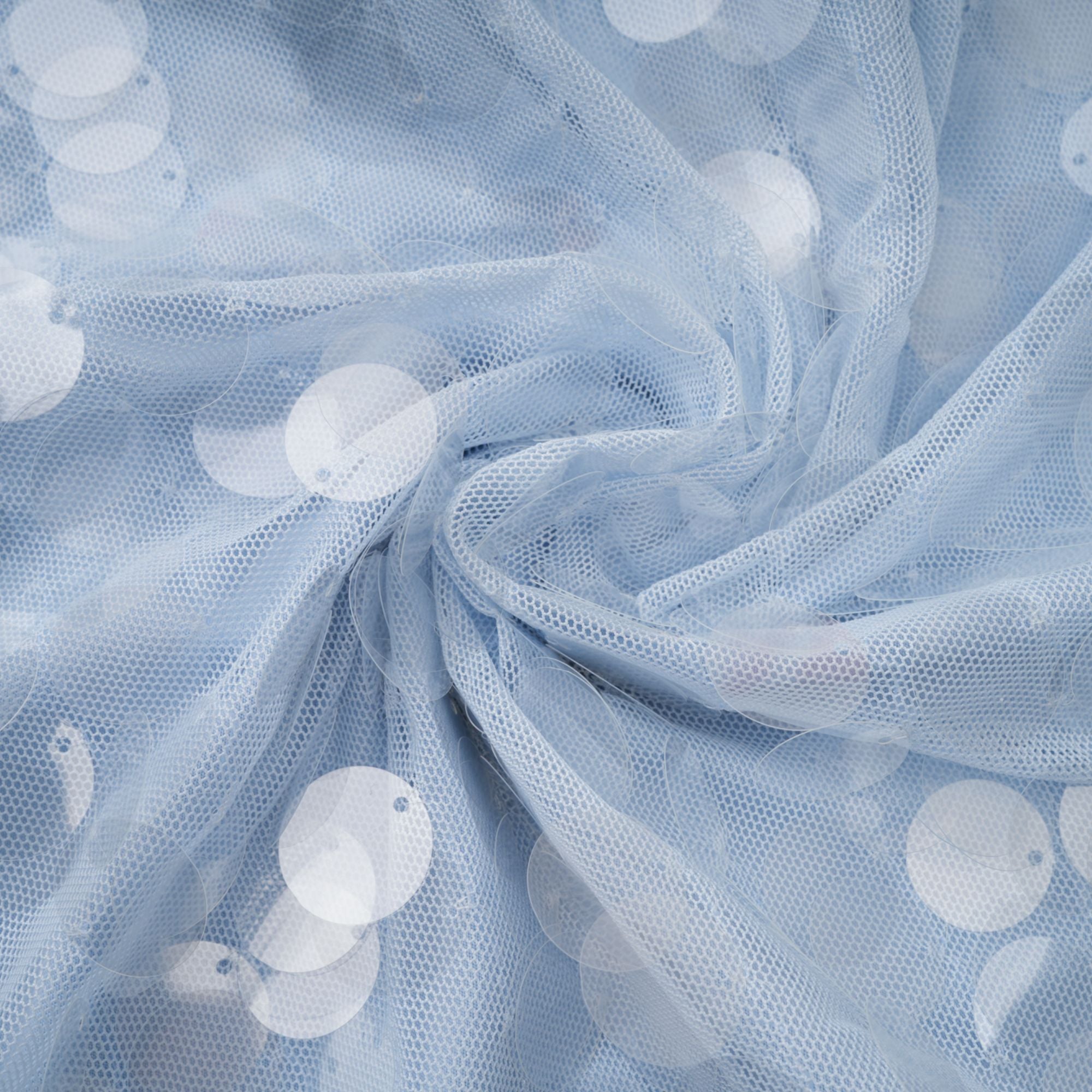 فستان بابيت أزرق متوسط الطول برقبة على شكل حرف V ومزين بالترتر