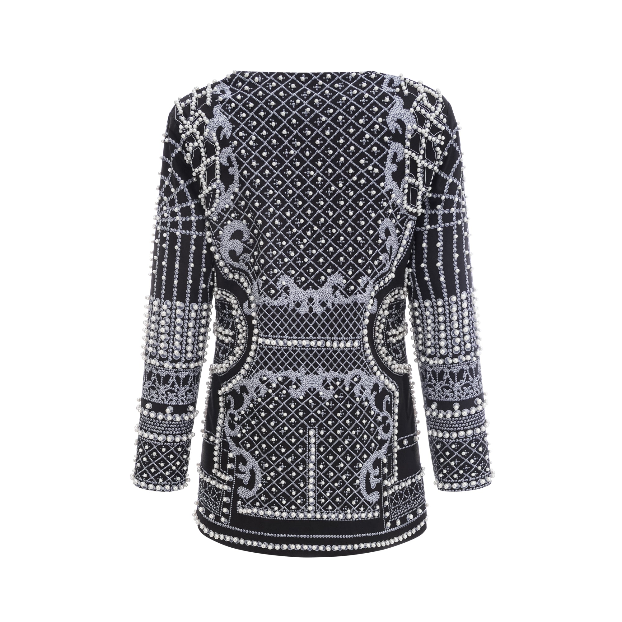 فستان بليزر بفتحة رقبة على شكل حرف V وطبعة نمط كاثرين