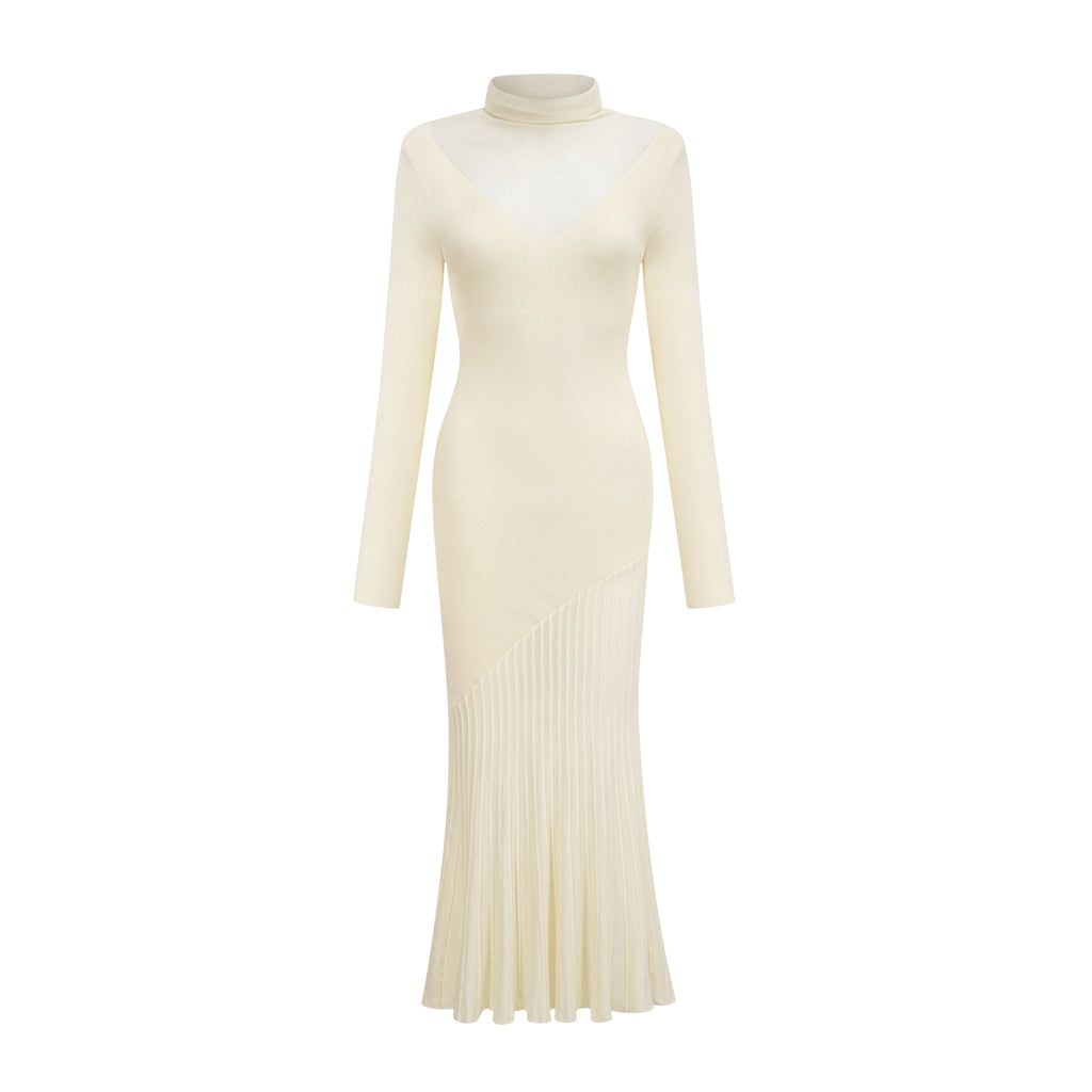 Marilyn White Pleated Midi Dress