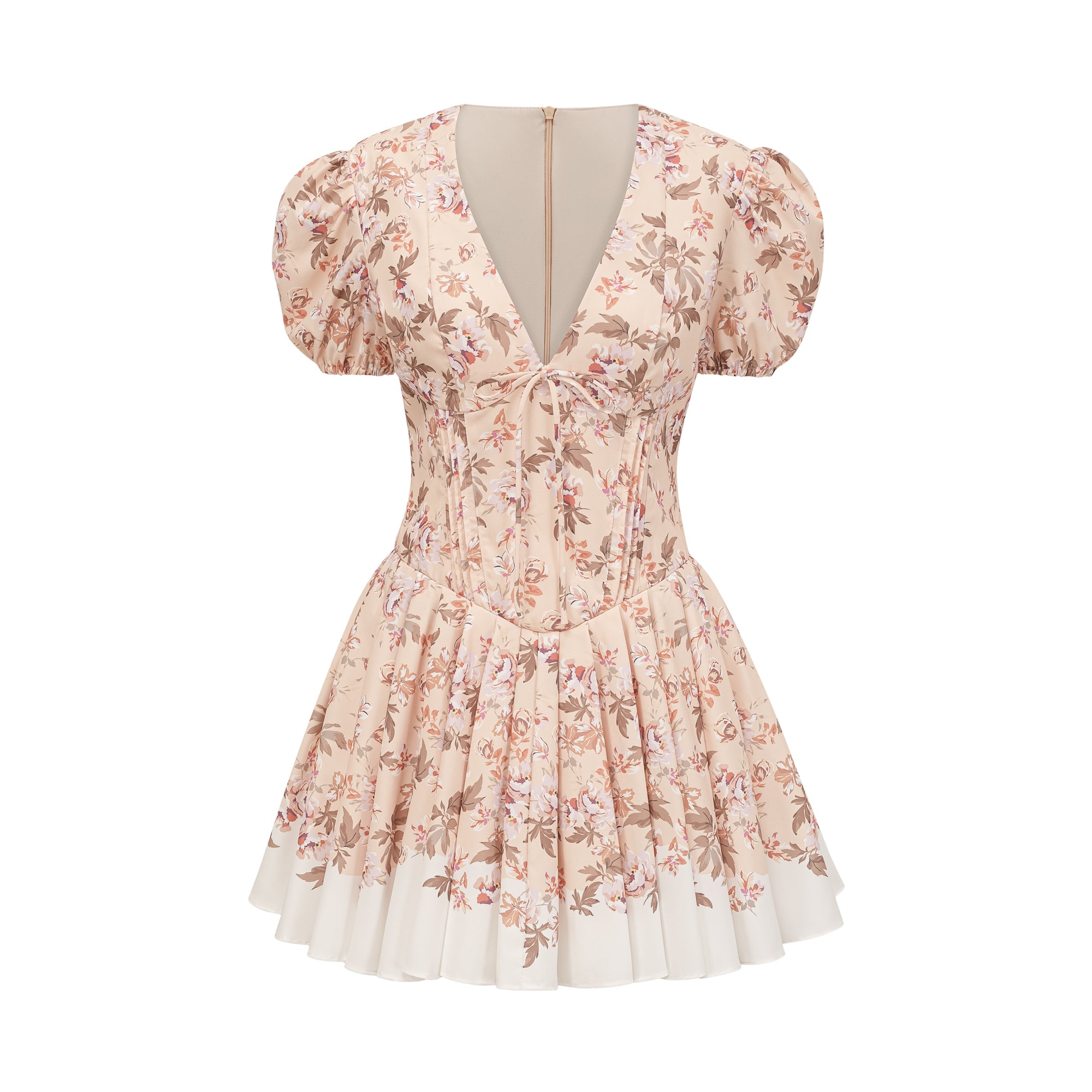 فستان أليزيه قصير مطوي بطبعة زهور صفراء