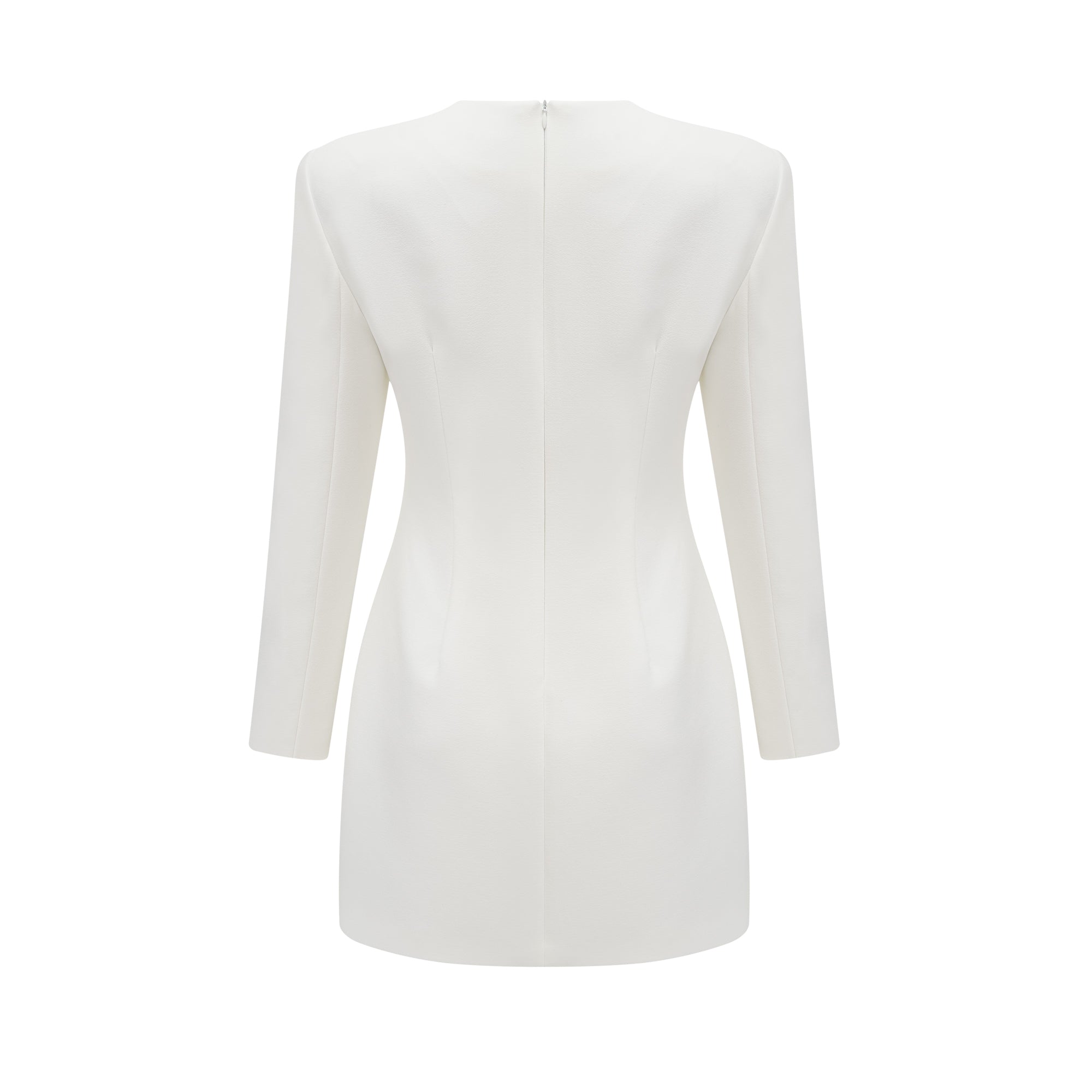 فستان فانيسا الأبيض القصير المزين بالزهور الاصطناعية