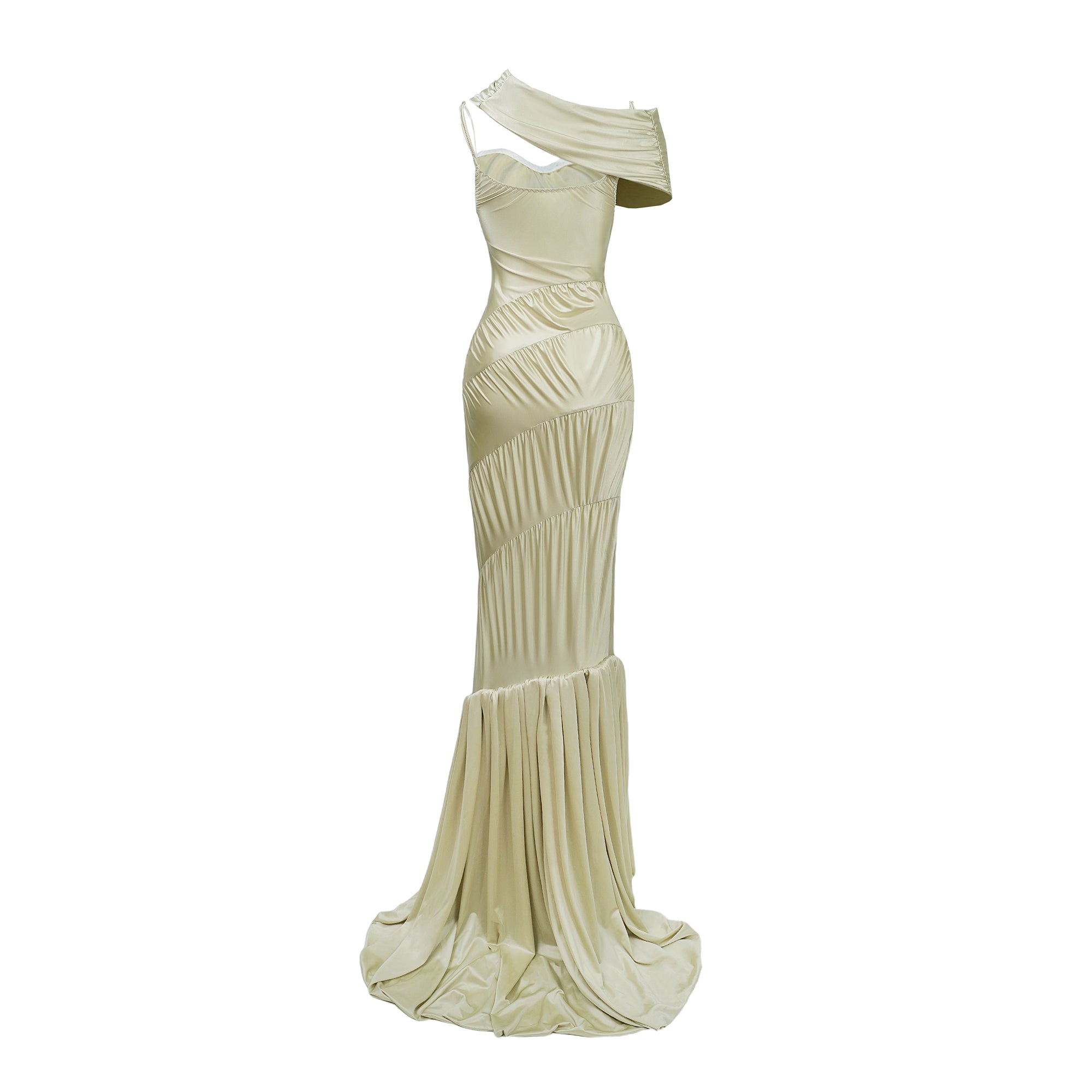 Cecilia – Gerafftes Maxikleid „Miss Sea Ammonite“ in Neutral
