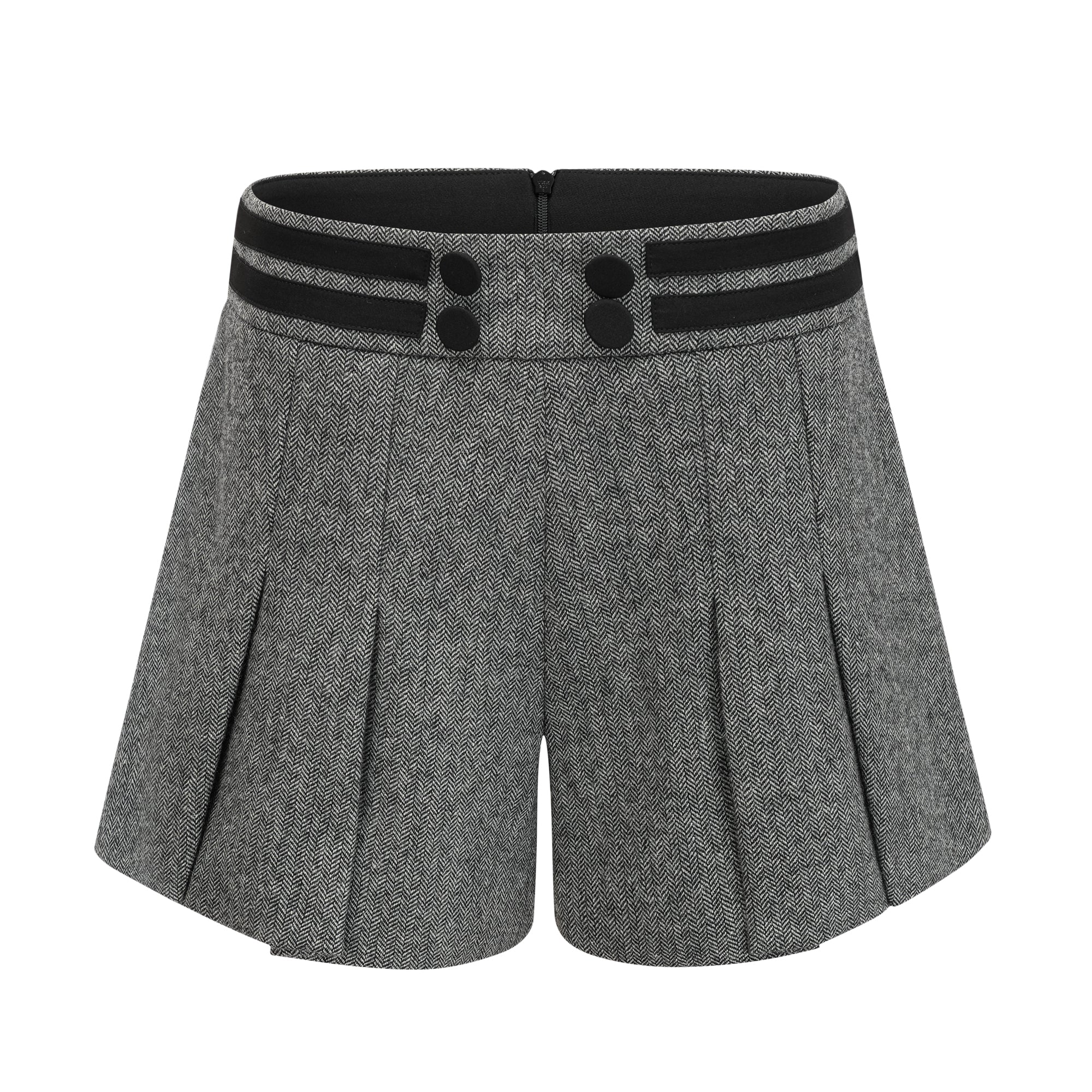 Passendes Set aus Oberteil und Shorts mit Fischgrätenmuster in Grau von Agathe