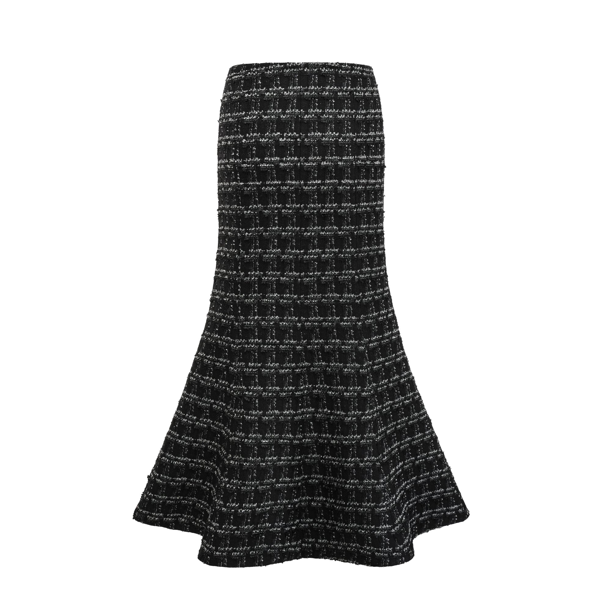 طقم مكون من سترة وتنورة من قماش تويد منقوش باللون الأسود من Axelle