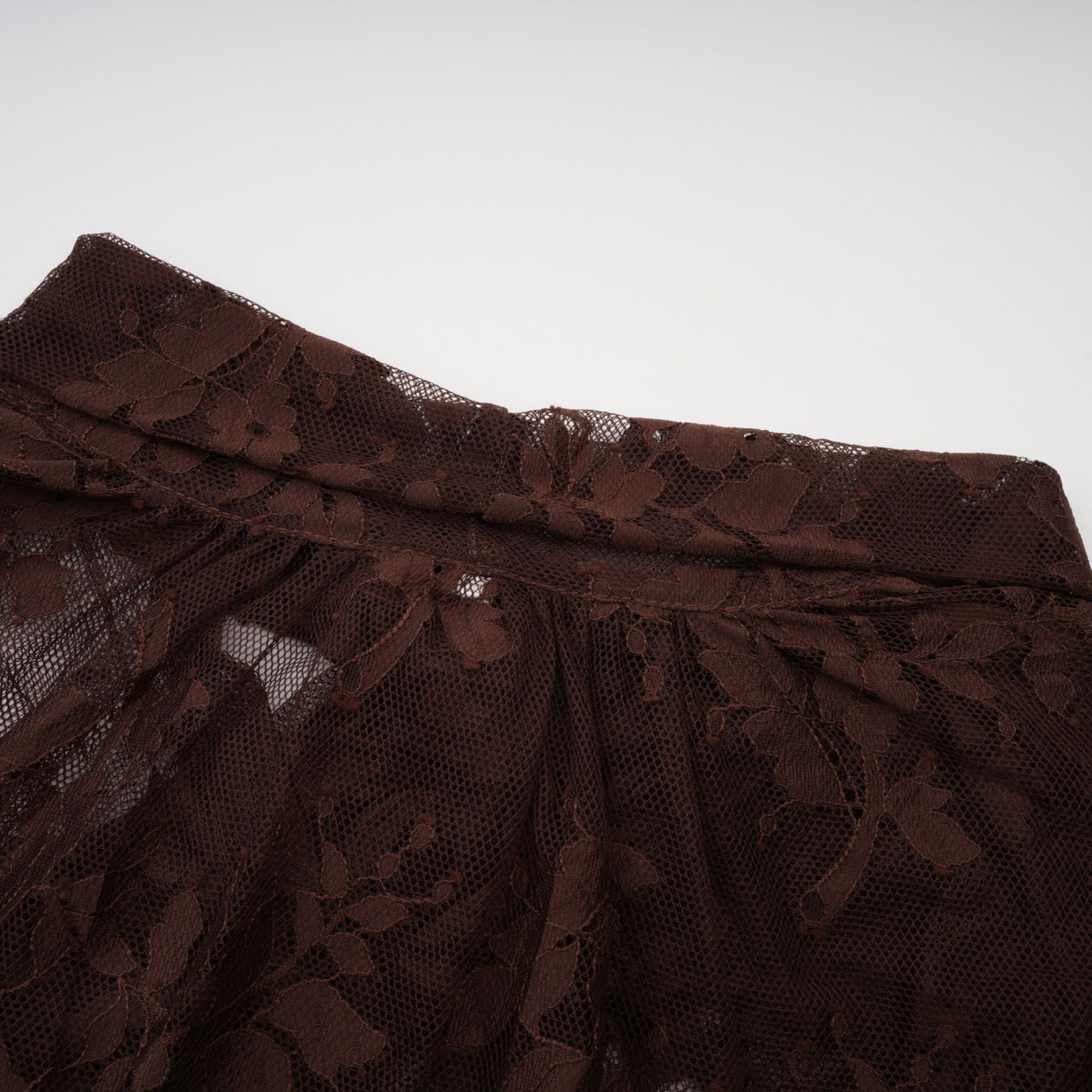 Sylvie brown chantilly-lace flared midi dress