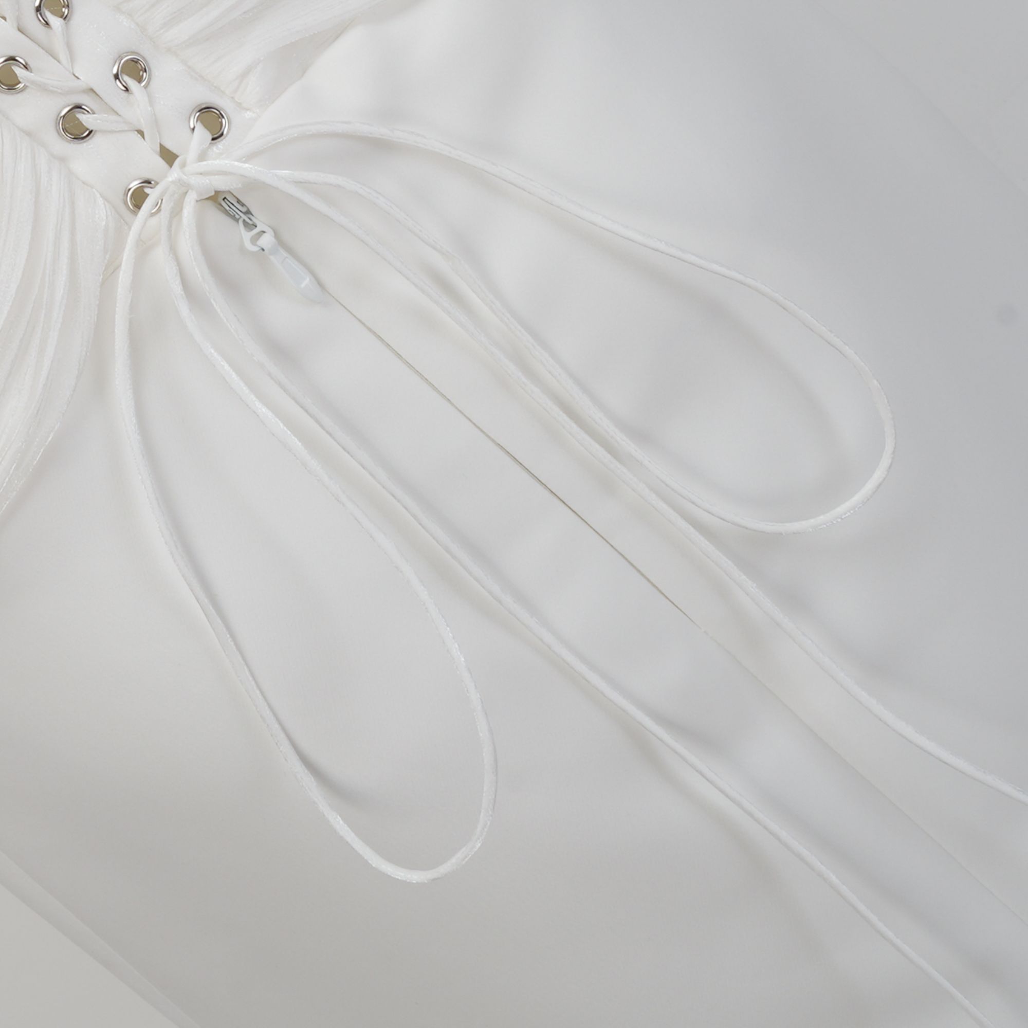 Emmeline White Train Design Gathered Maxi Dress