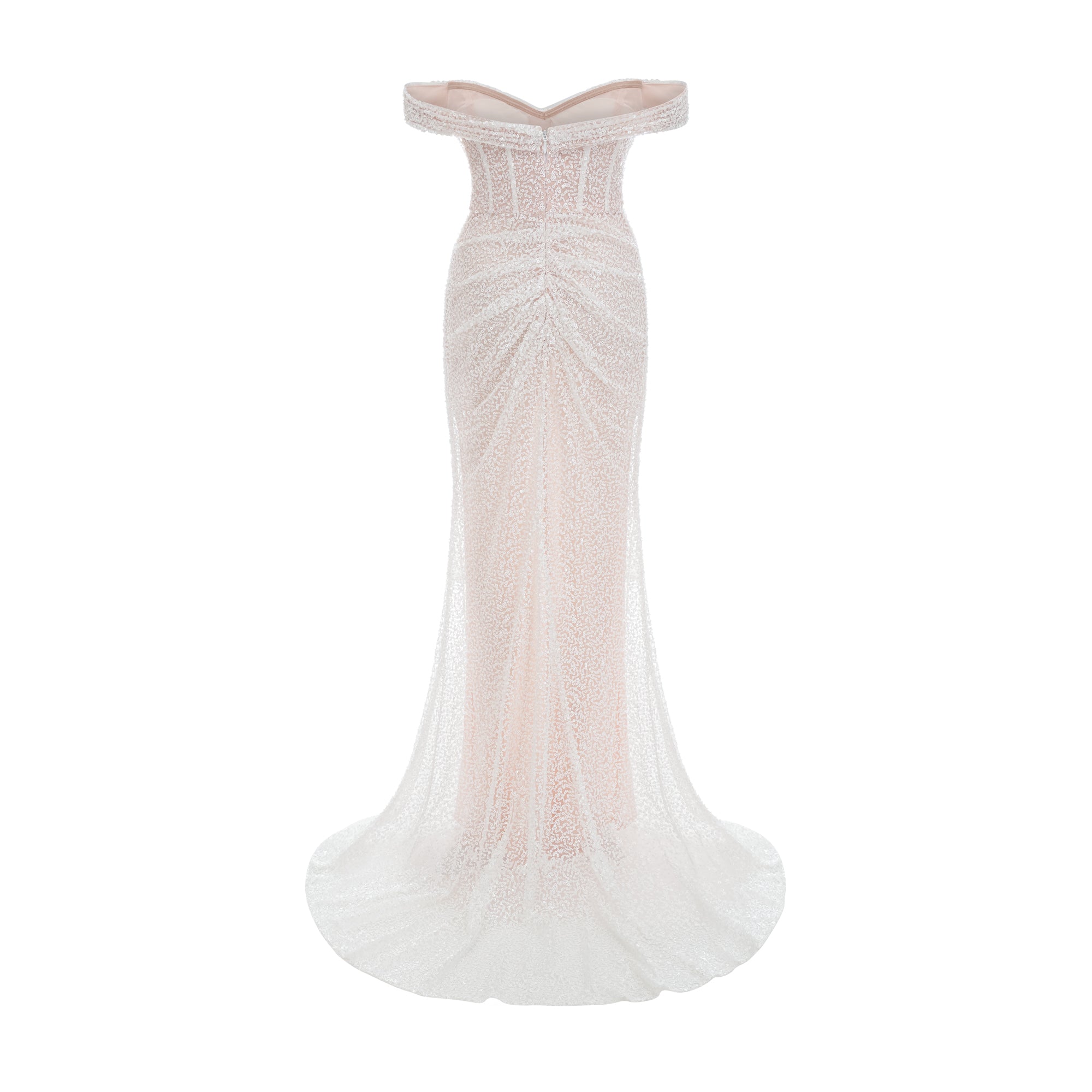 فستان مارجوت ماكسي أبيض مزين بدون أكتاف