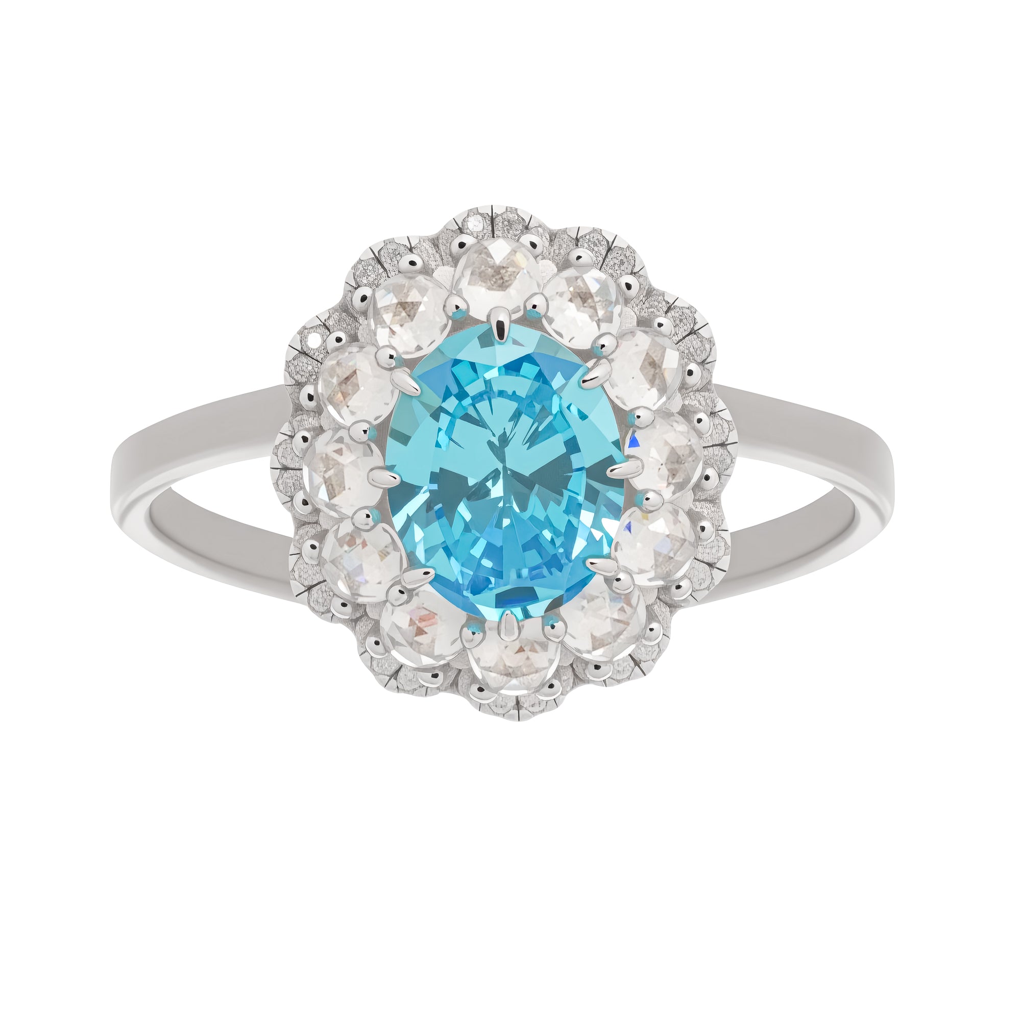 Coralie Blue Floral Gemstone Sterling Silver Ring