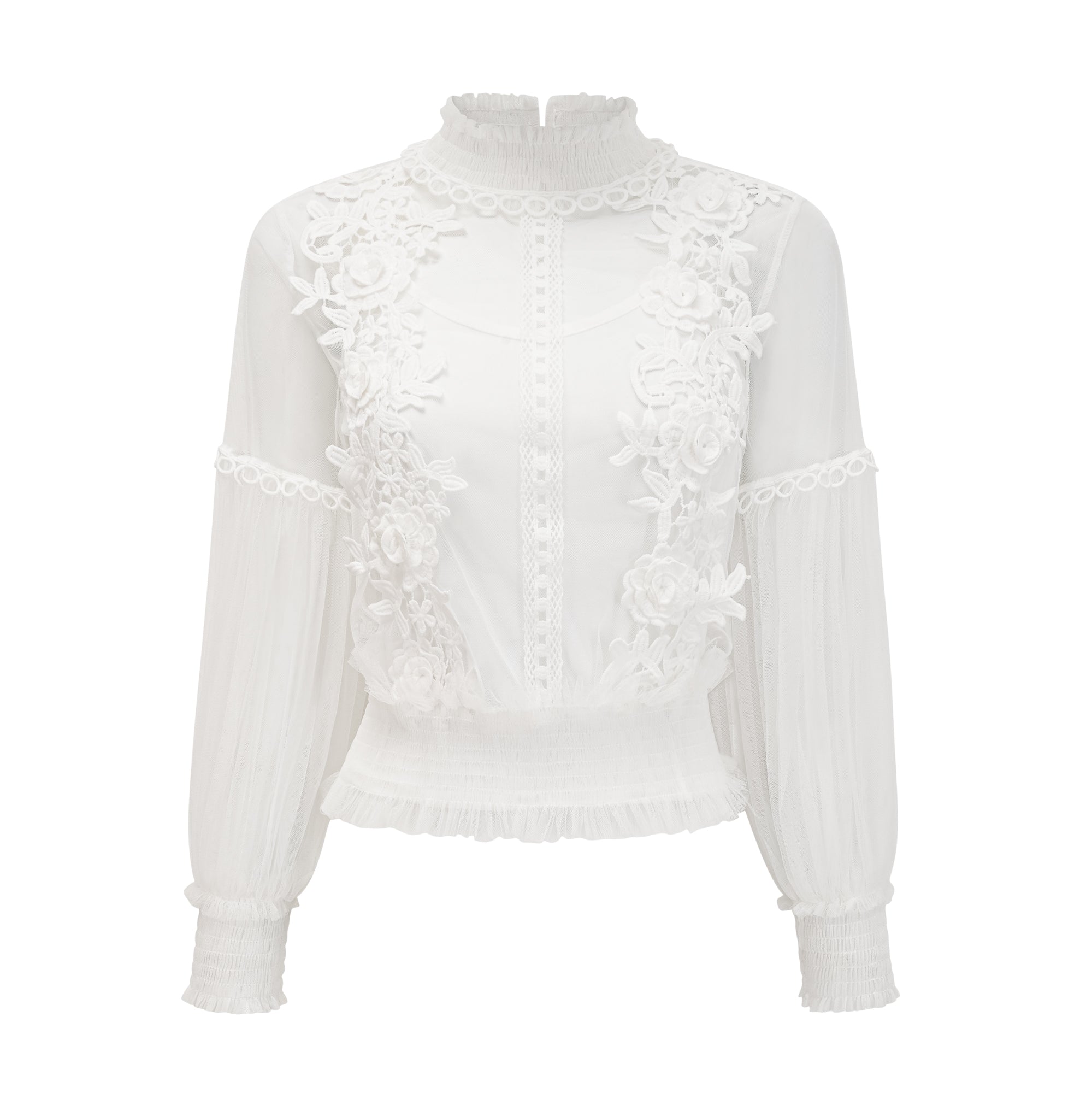 بلوزة آيزا شبه شفافة مزينة بالزهور