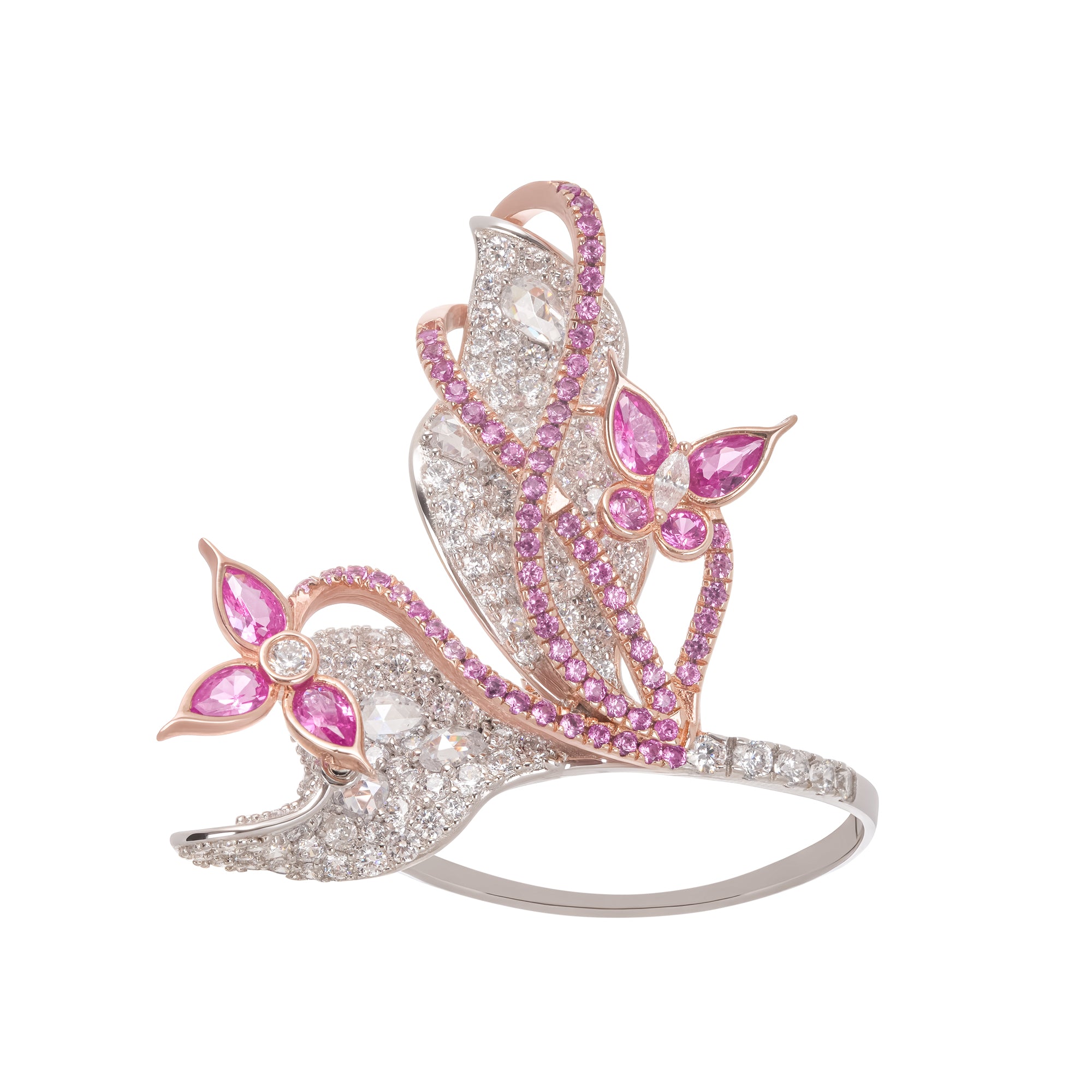 Ringset aus Sterlingsilber mit rosafarbenem Scintillement-Kristall (3-teilig)