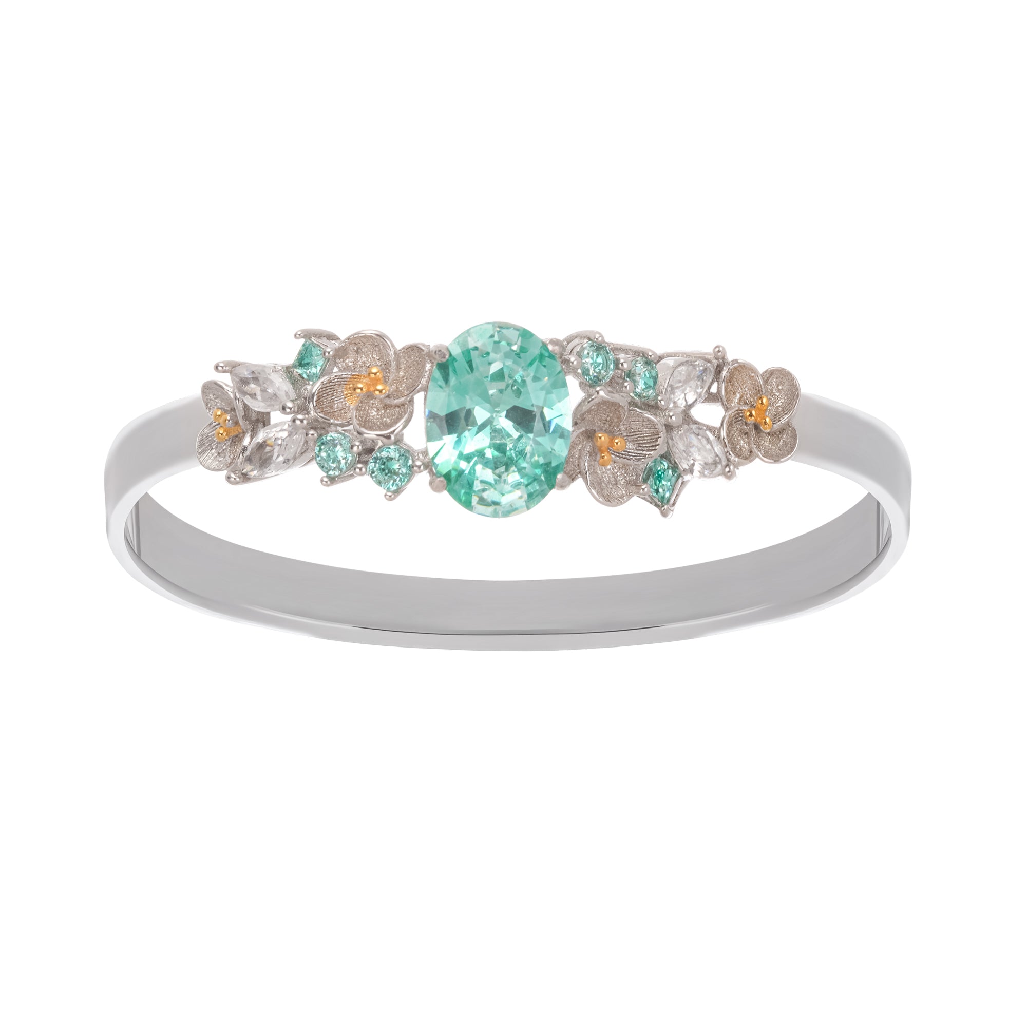 Ardelle Green Crystal Embellished Sterling Silver Ring