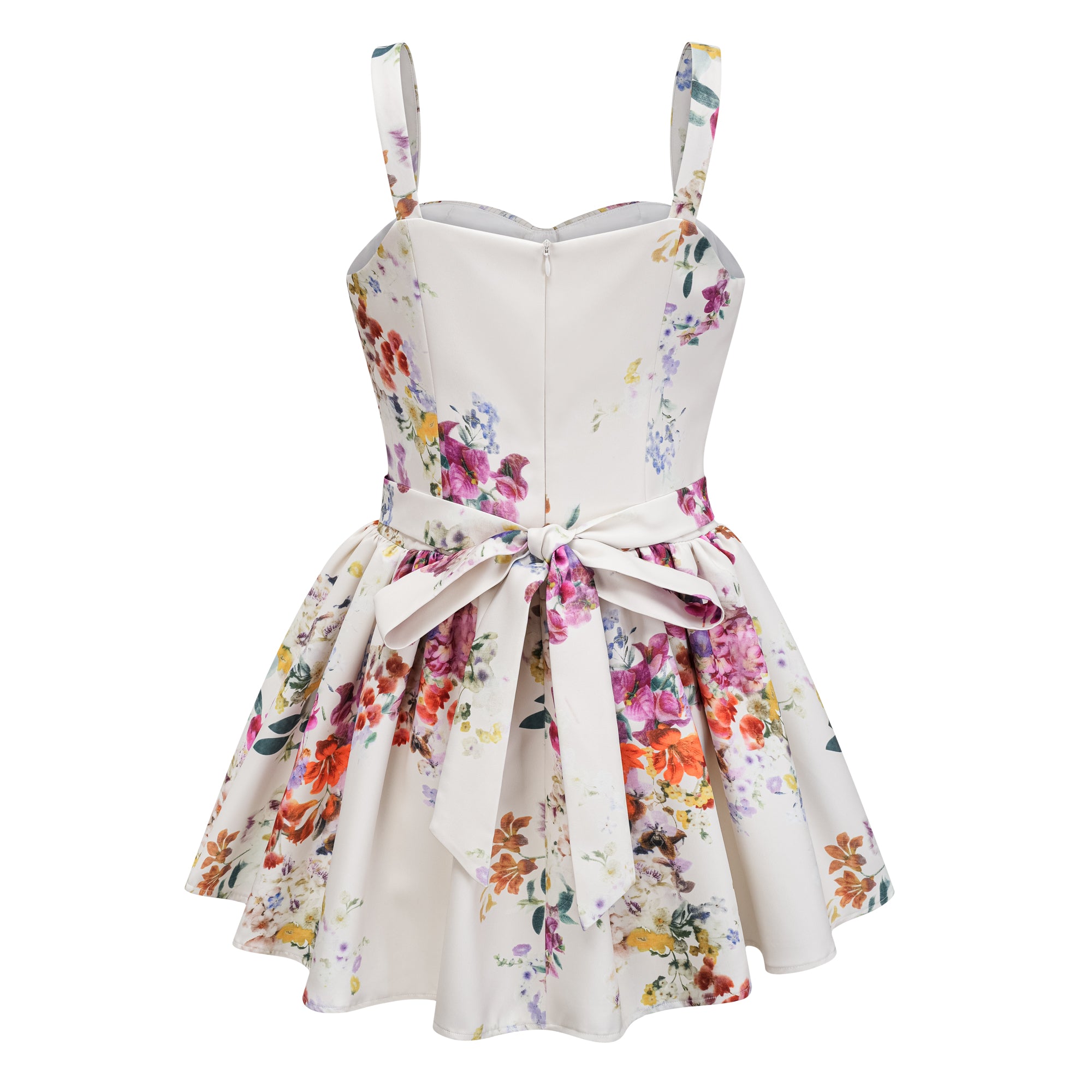 Juliette White Self-Tie Floral Print Mini Dress