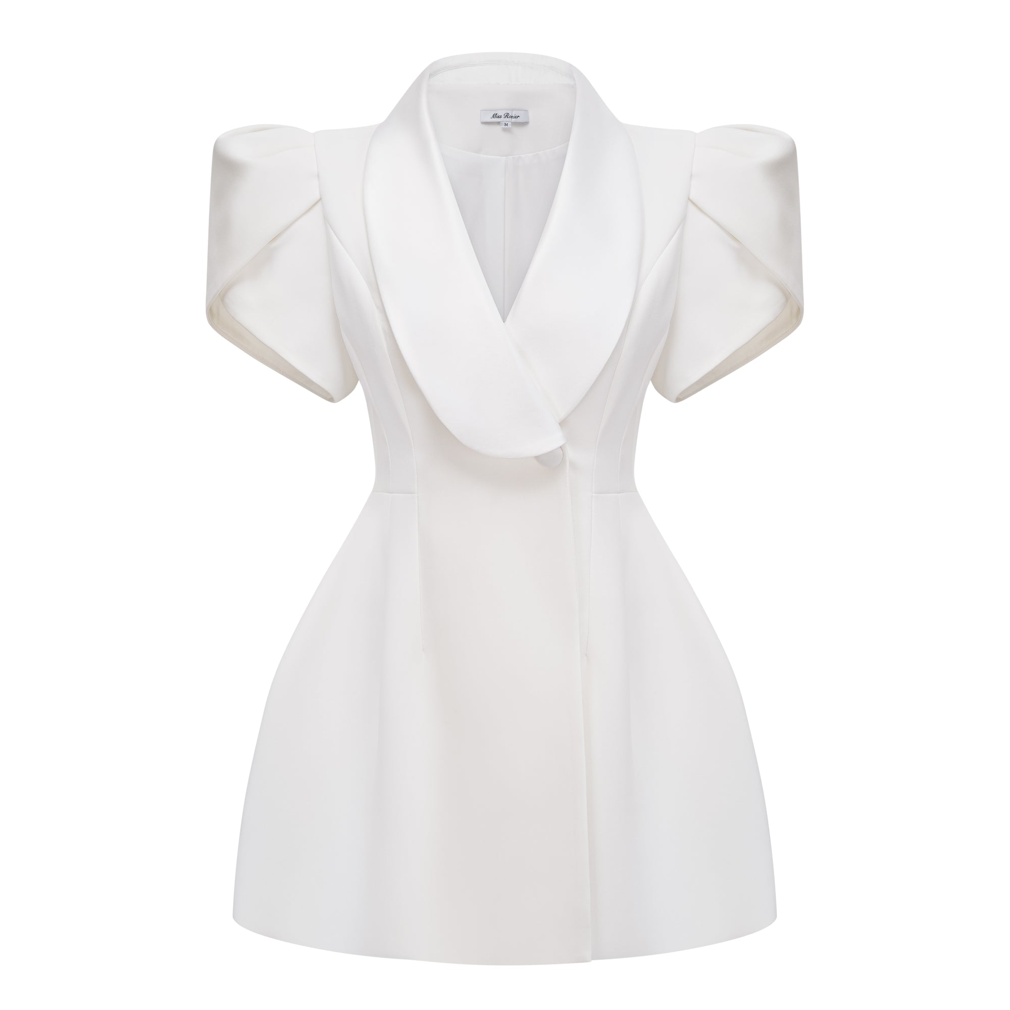 Acharya White Shawl Lapel Mini Dress