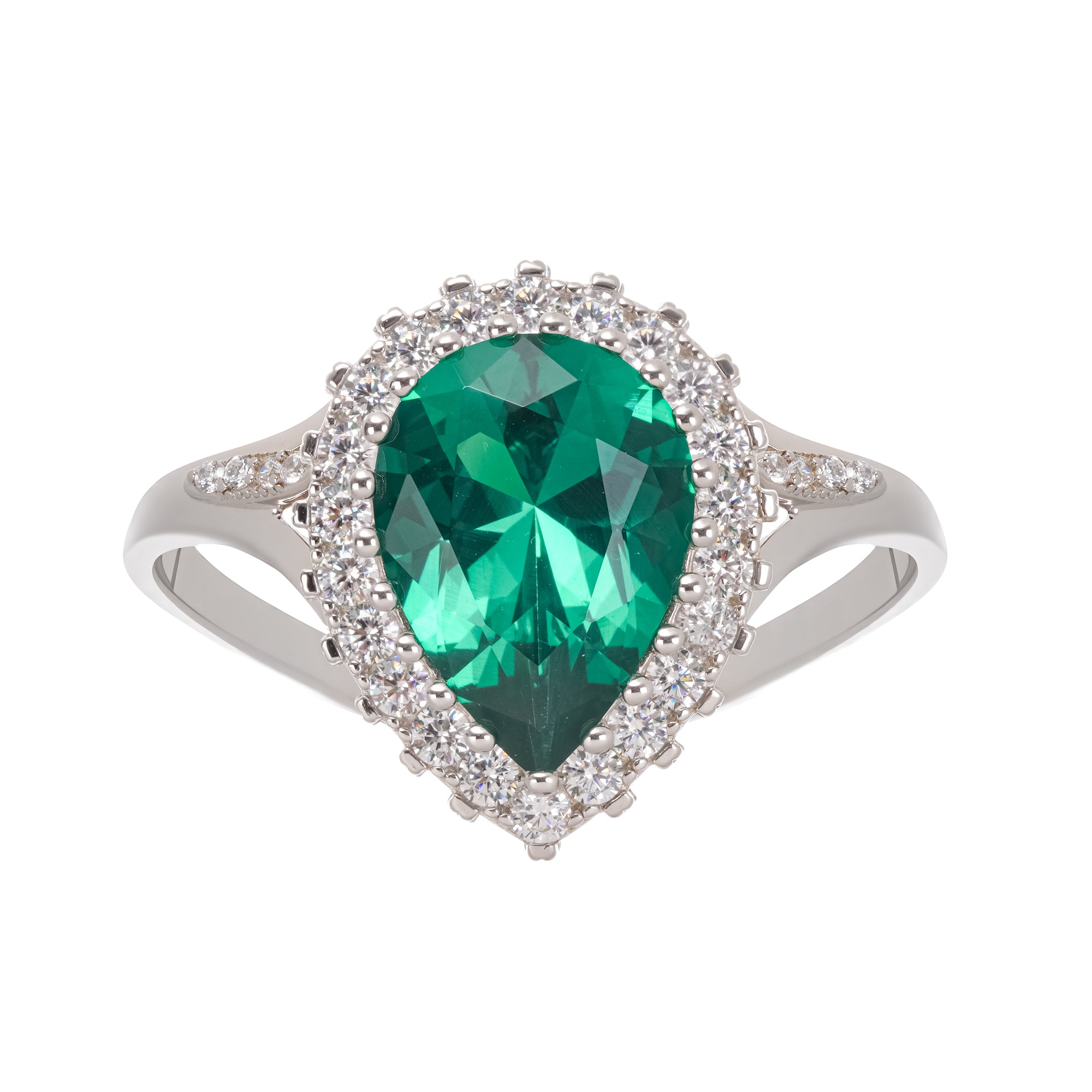 Lumière Green Pear Cut Gemstone Sterling Silver Ring