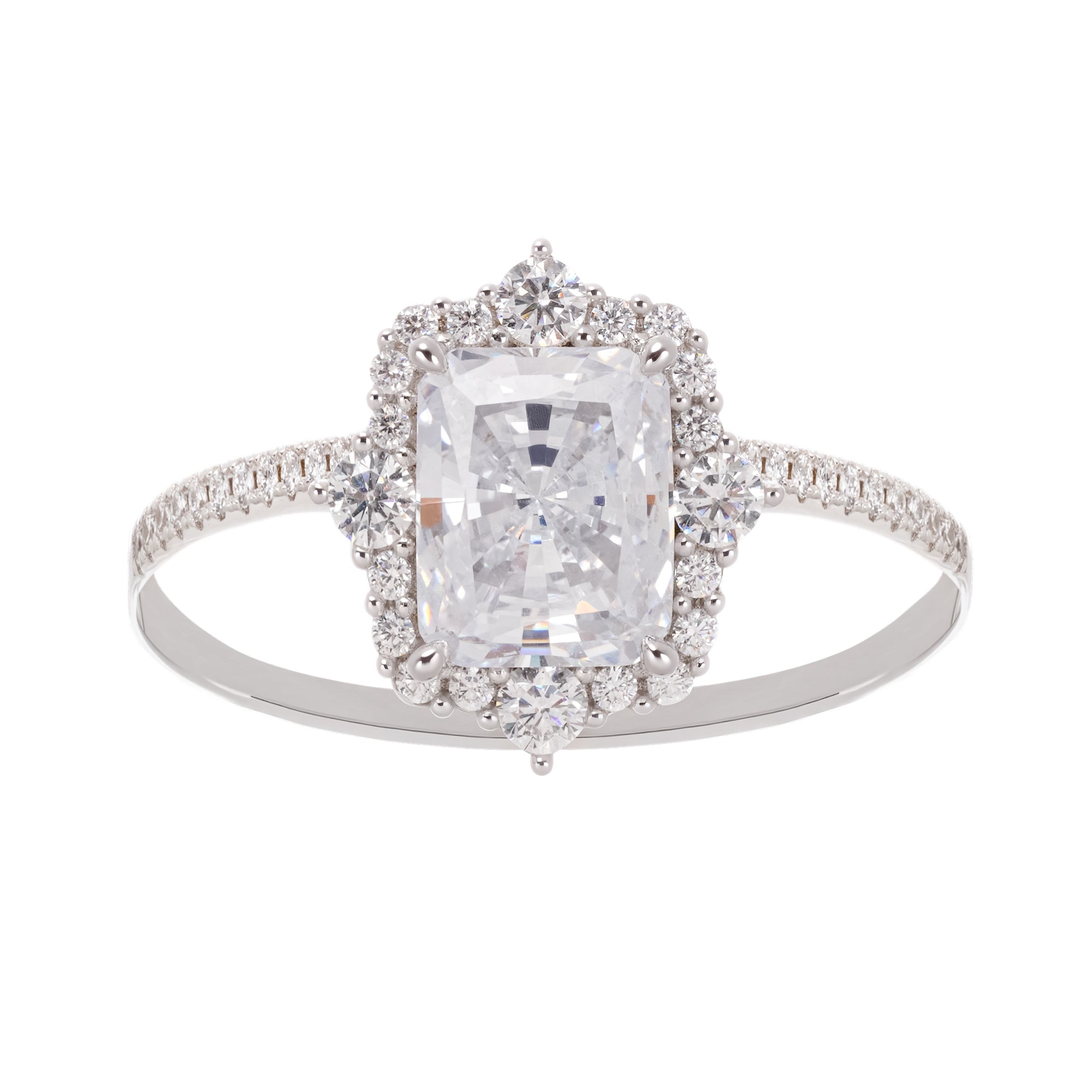 خاتم إيميليان المستطيل من الفضة الإسترلينية مرصع بأحجار الزركون الكريمة