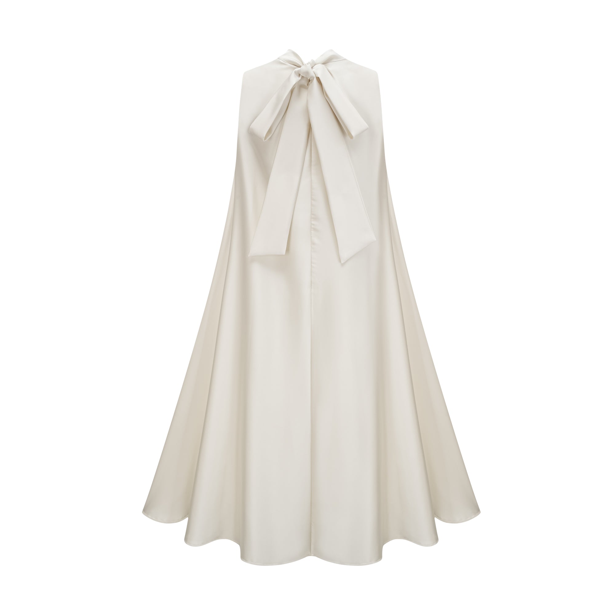 فستان إميلي متوسط الطول بدون أكمام ومزين بالورود باللون الأبيض