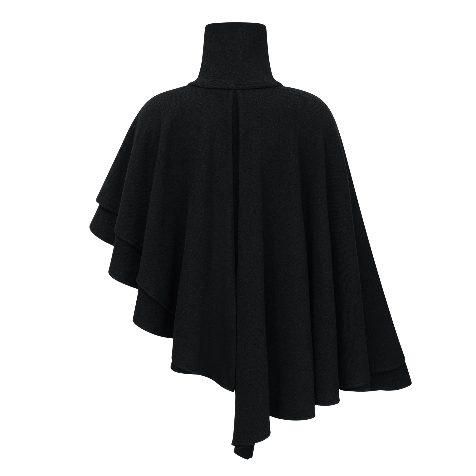 Filomena Black Layered Asymmetrical Knit Cape Top