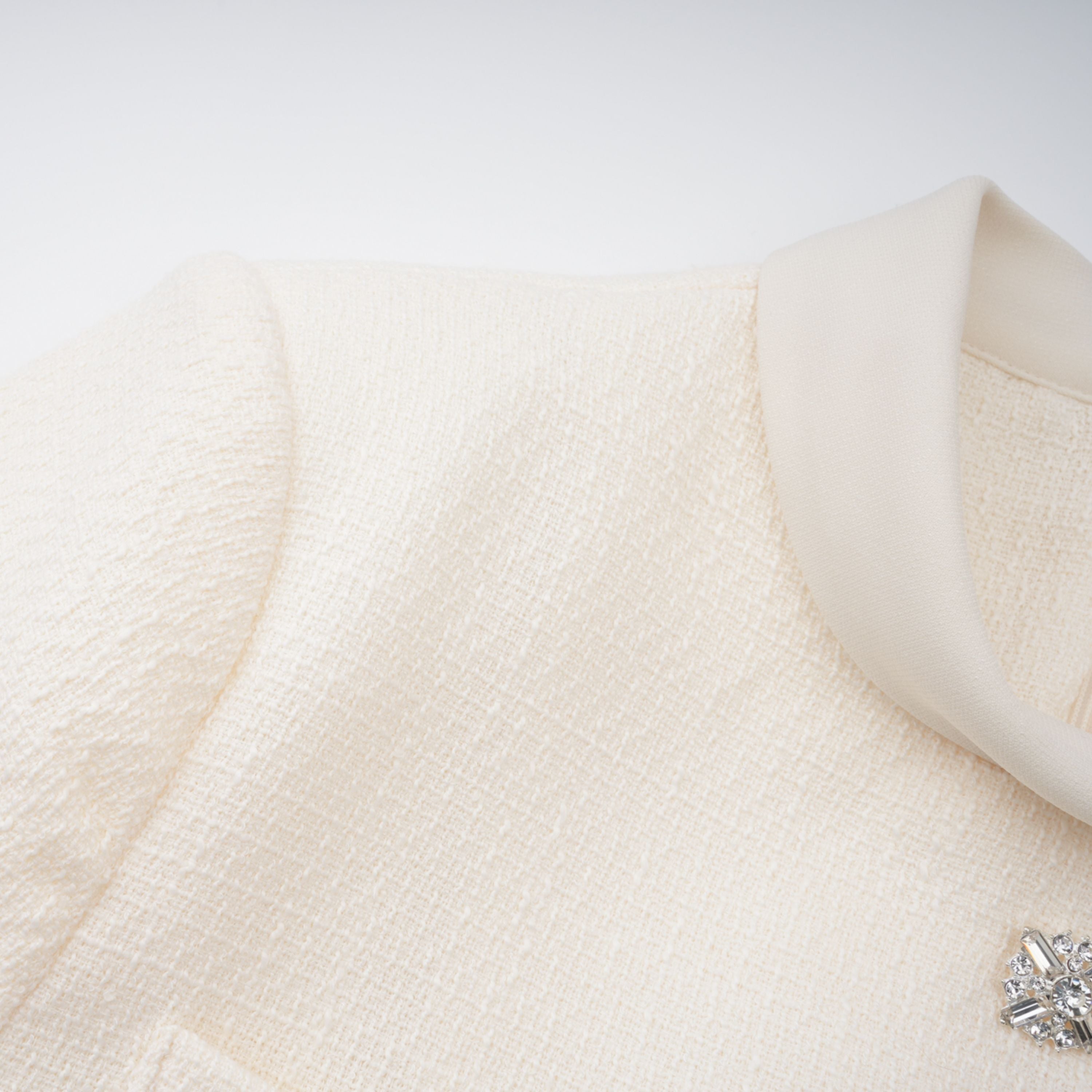 Regina White Crystal Embellished Tweed Mini Dress