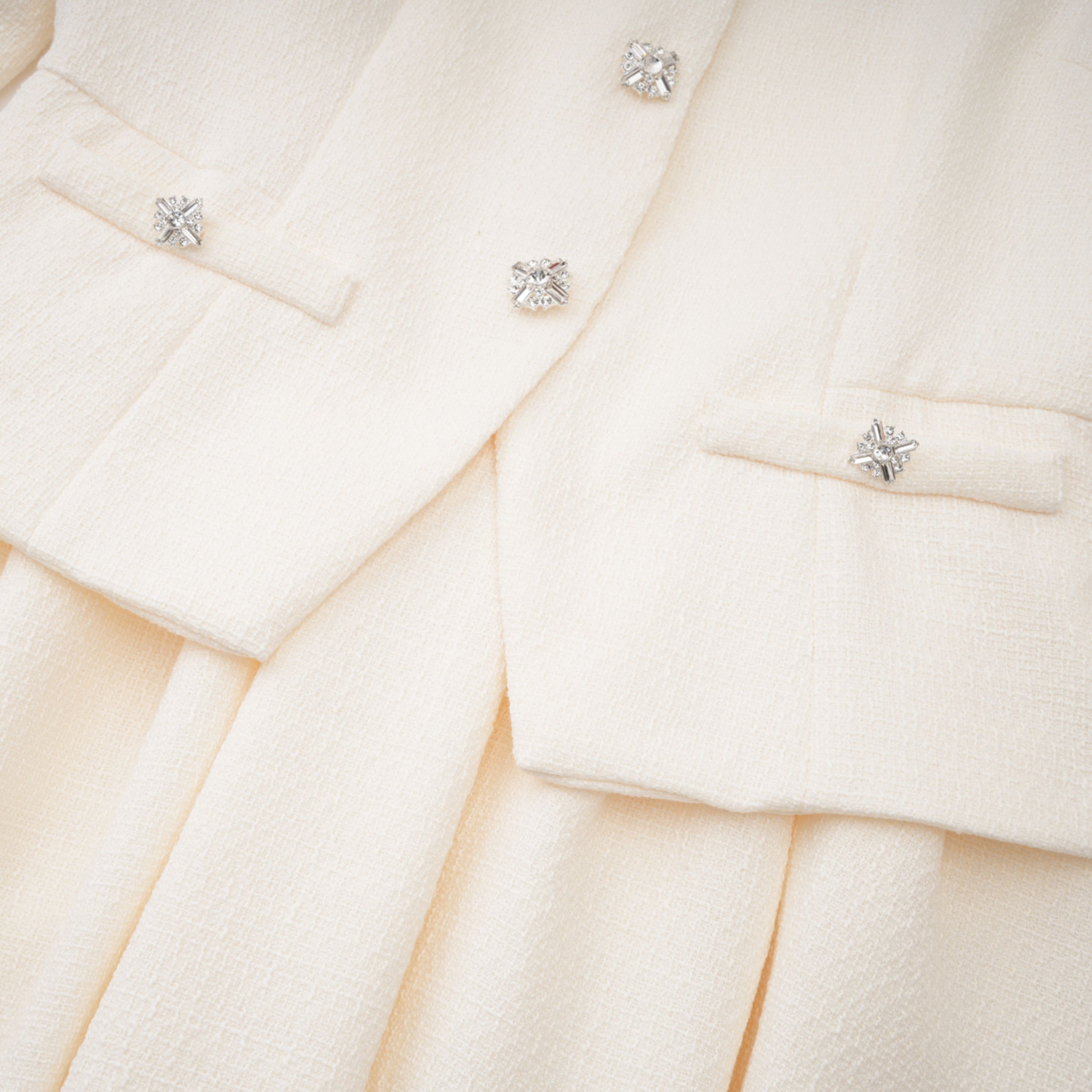 Regina White Crystal Embellished Tweed Mini Dress