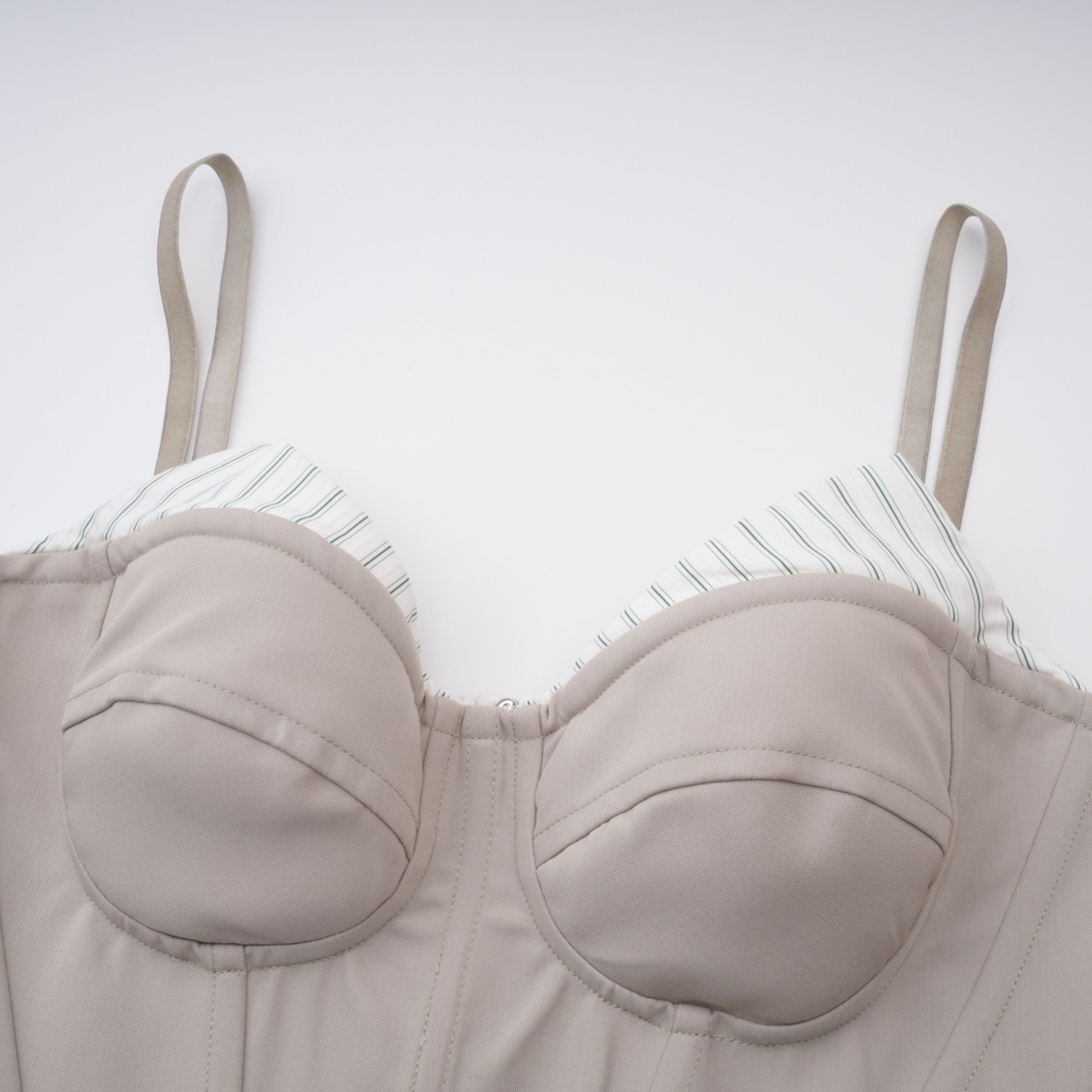 Virág Grey Stripe Panel Corset Top