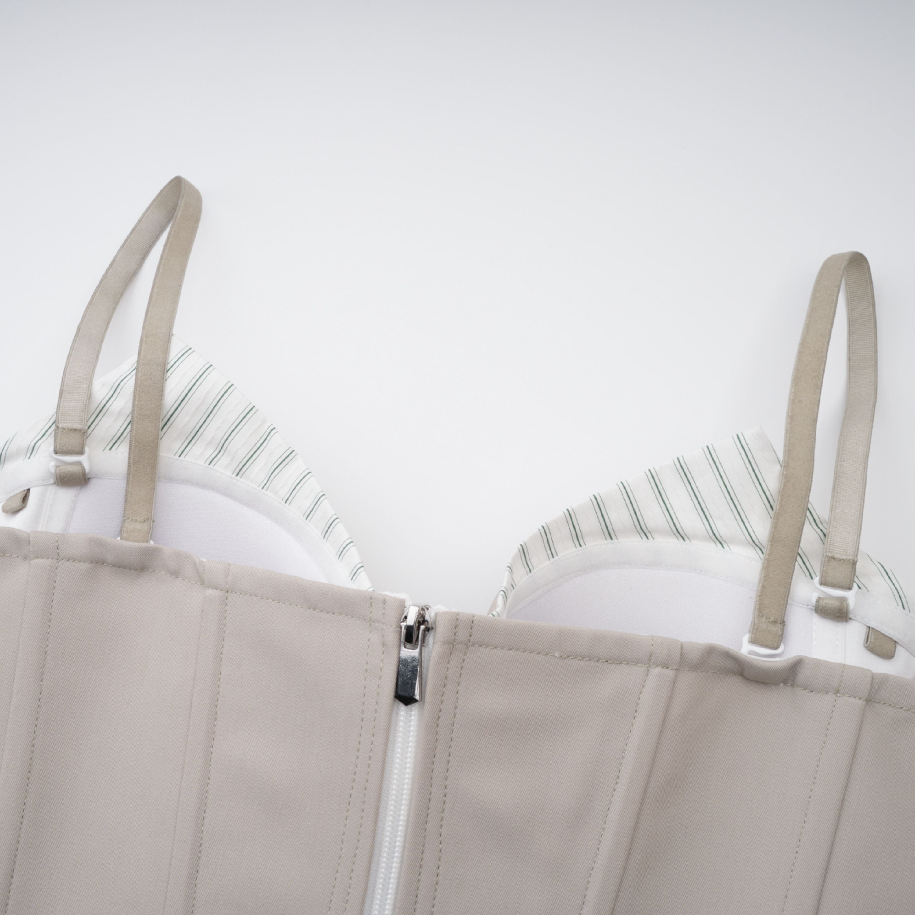 Virág Grey Stripe Panel Corset Top