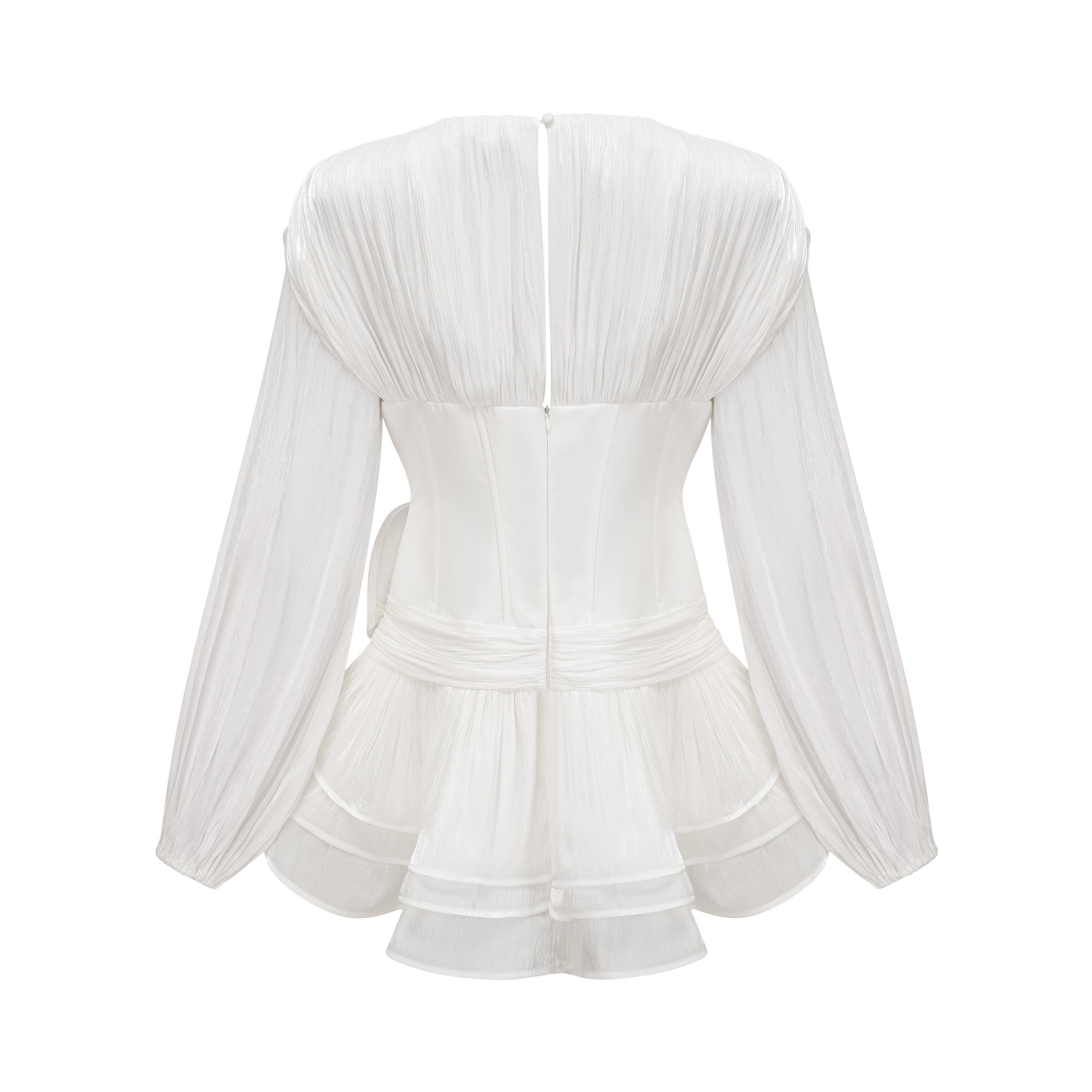 Rosier fully-pleated cinched mini dress in White