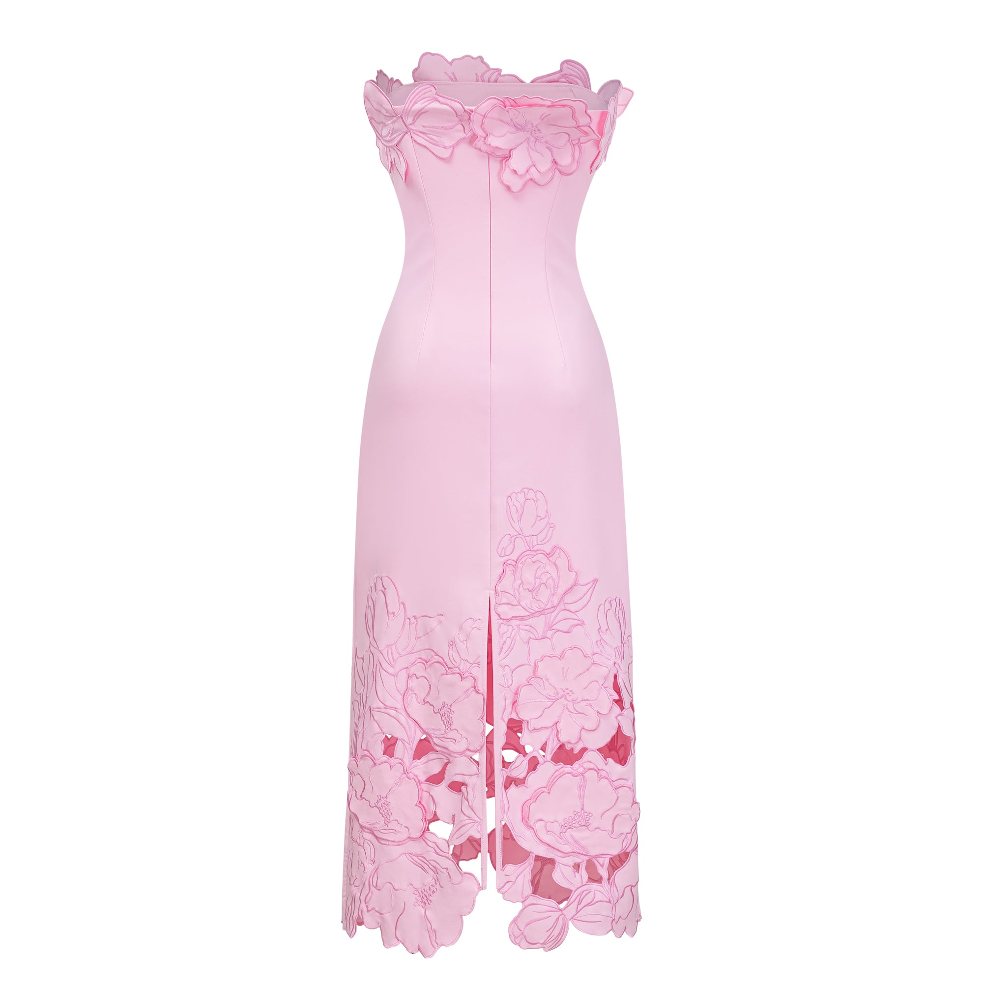 Inga Pink Strapless Floral Embroidered Maxi Dress