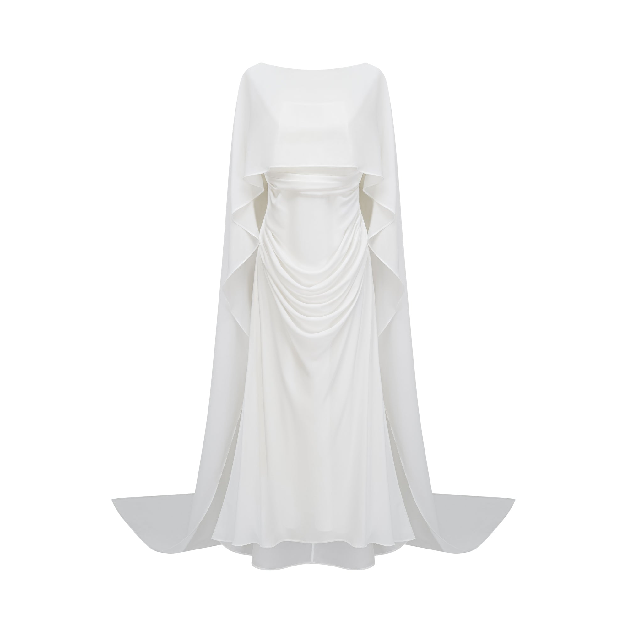 طقم ليوني من عباءة وفستان من التول الأبيض