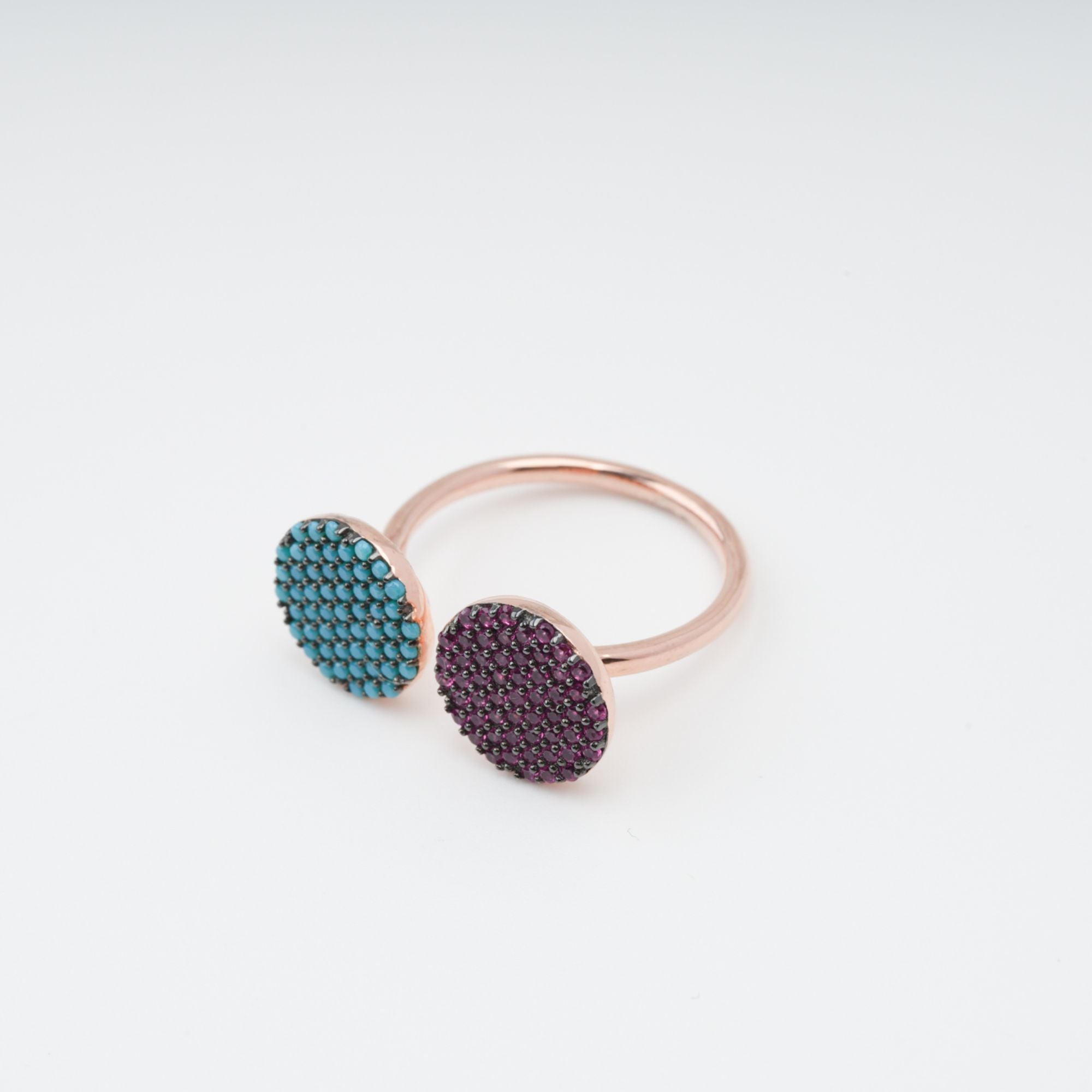 Adélaïd Two Tone Pavé-Set Adjustable Gemstone Ring