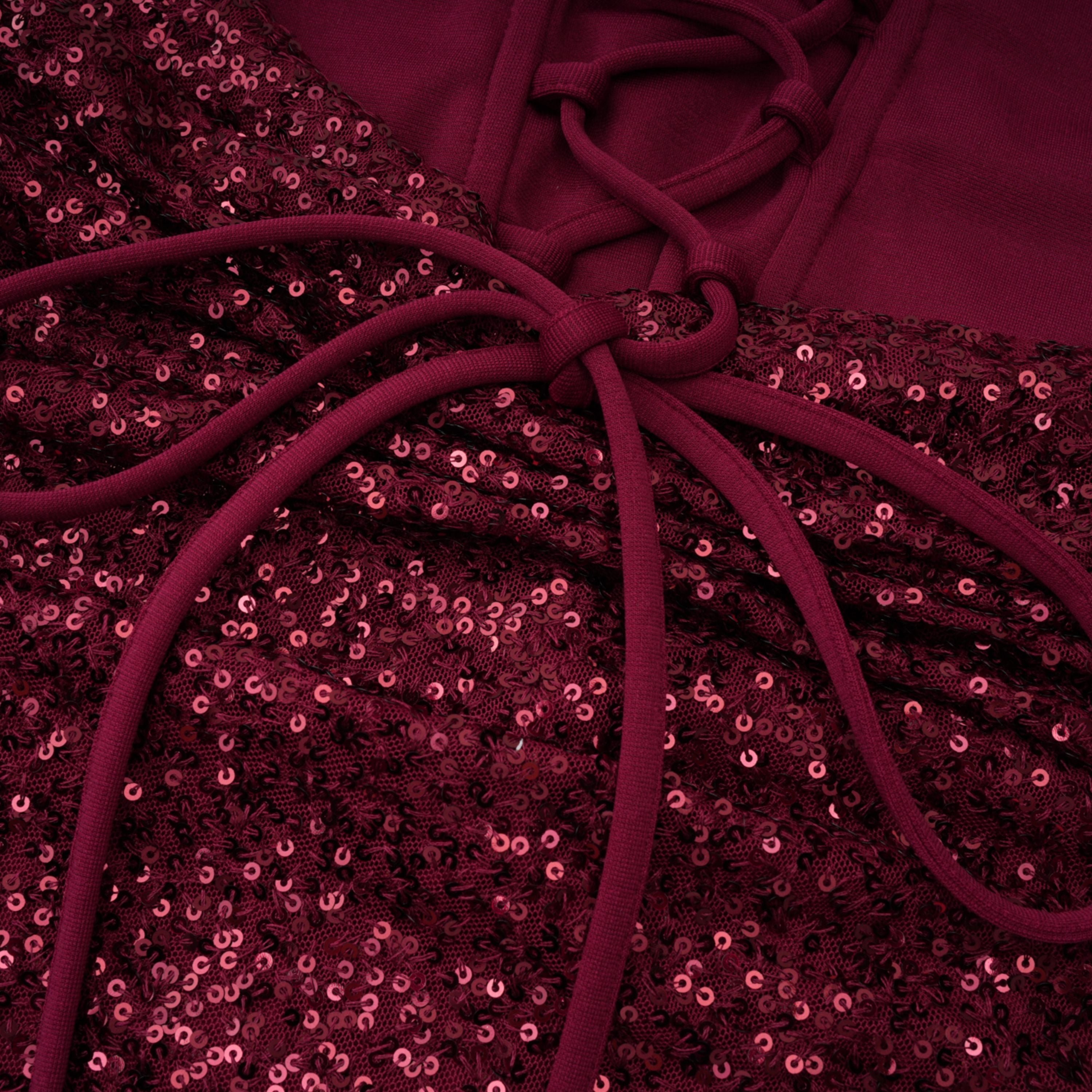 Paulette Rotes, verziertes, gerafftes, figurbetontes Minikleid