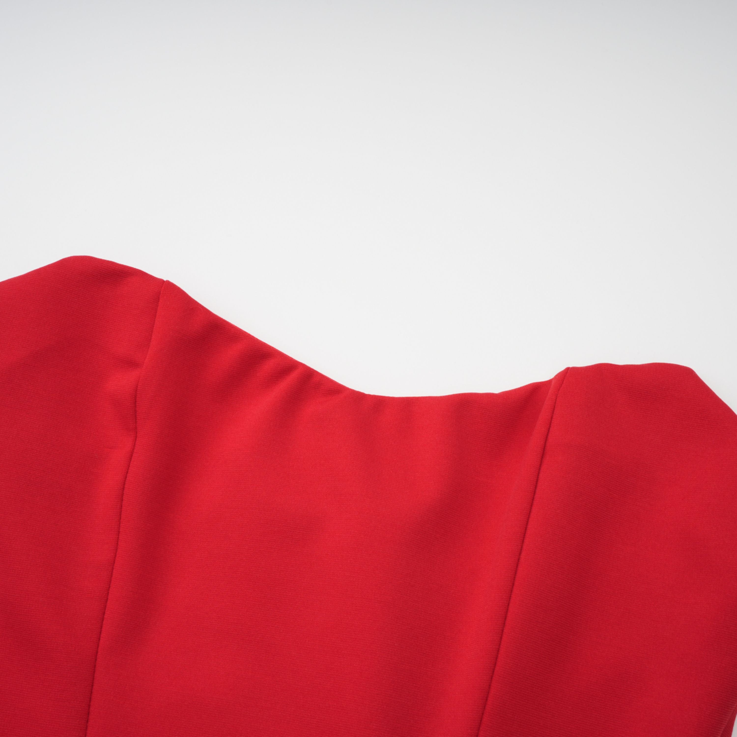 Berit Red Scarf Off Shoulder Ruched Maxi Dress