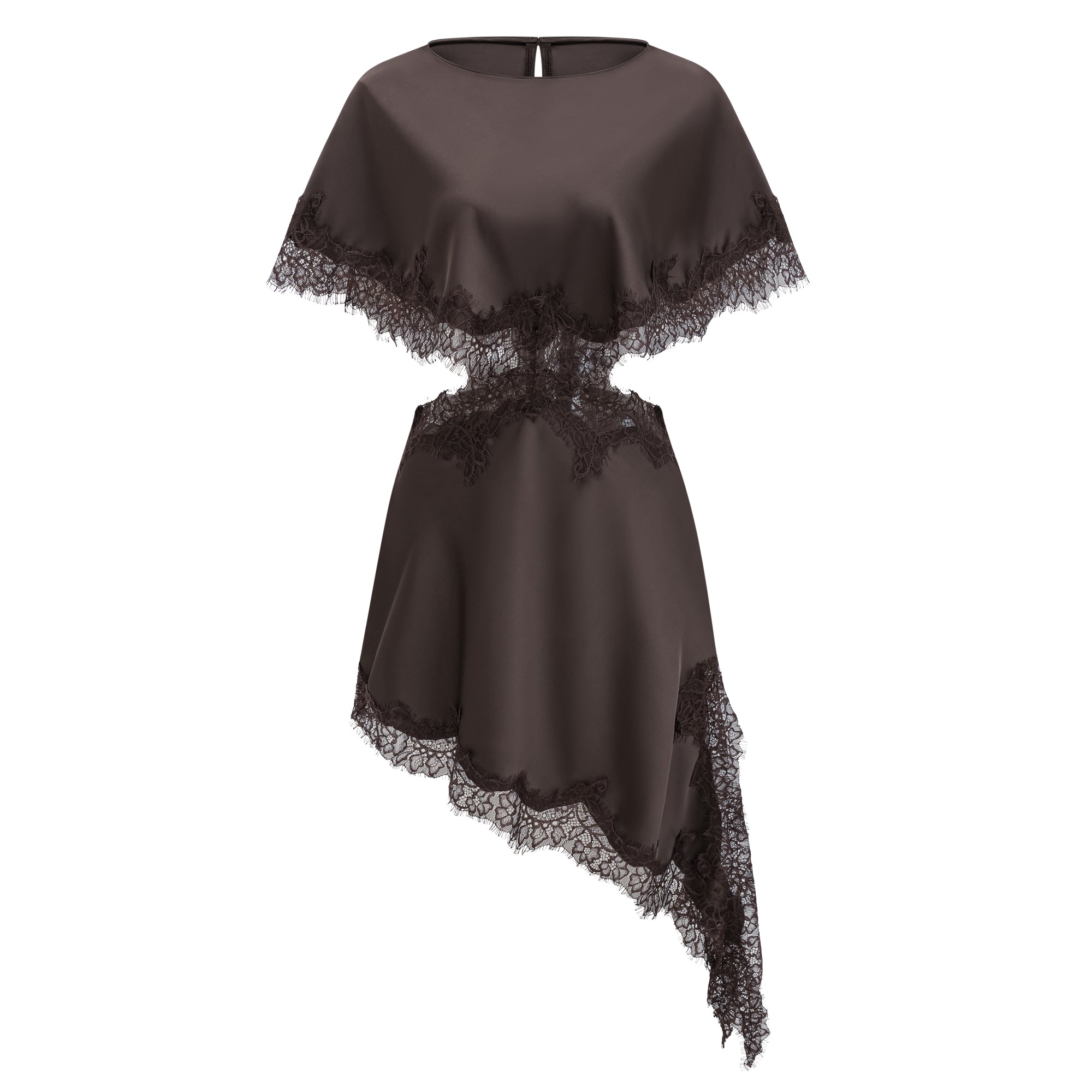 Henrik Brown Lace Trim Dress