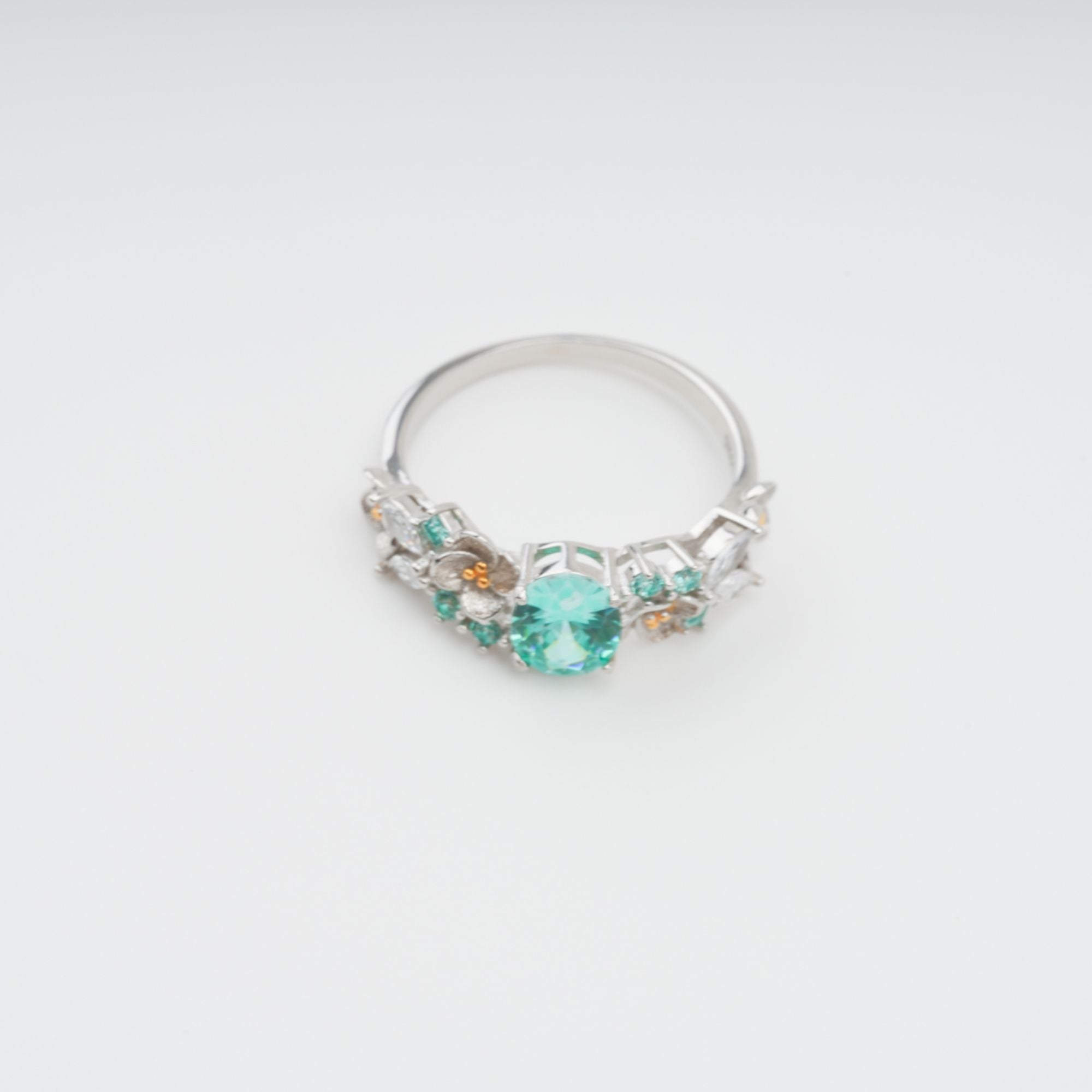 Ardelle Green Crystal Embellished Sterling Silver Ring