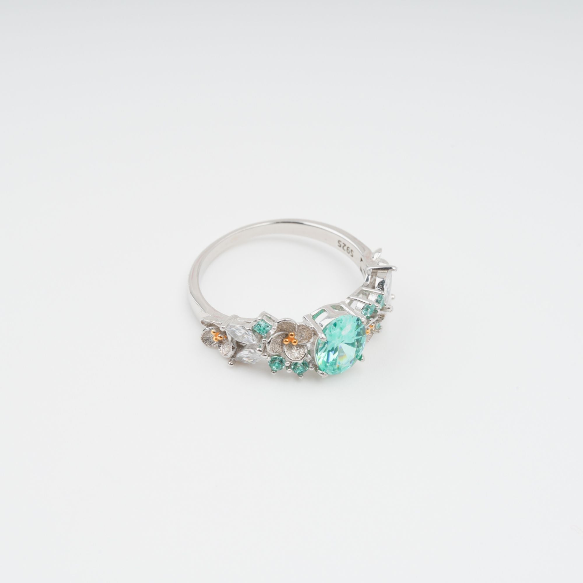 Ardelle Green Crystal Embellished Sterling Silver Ring