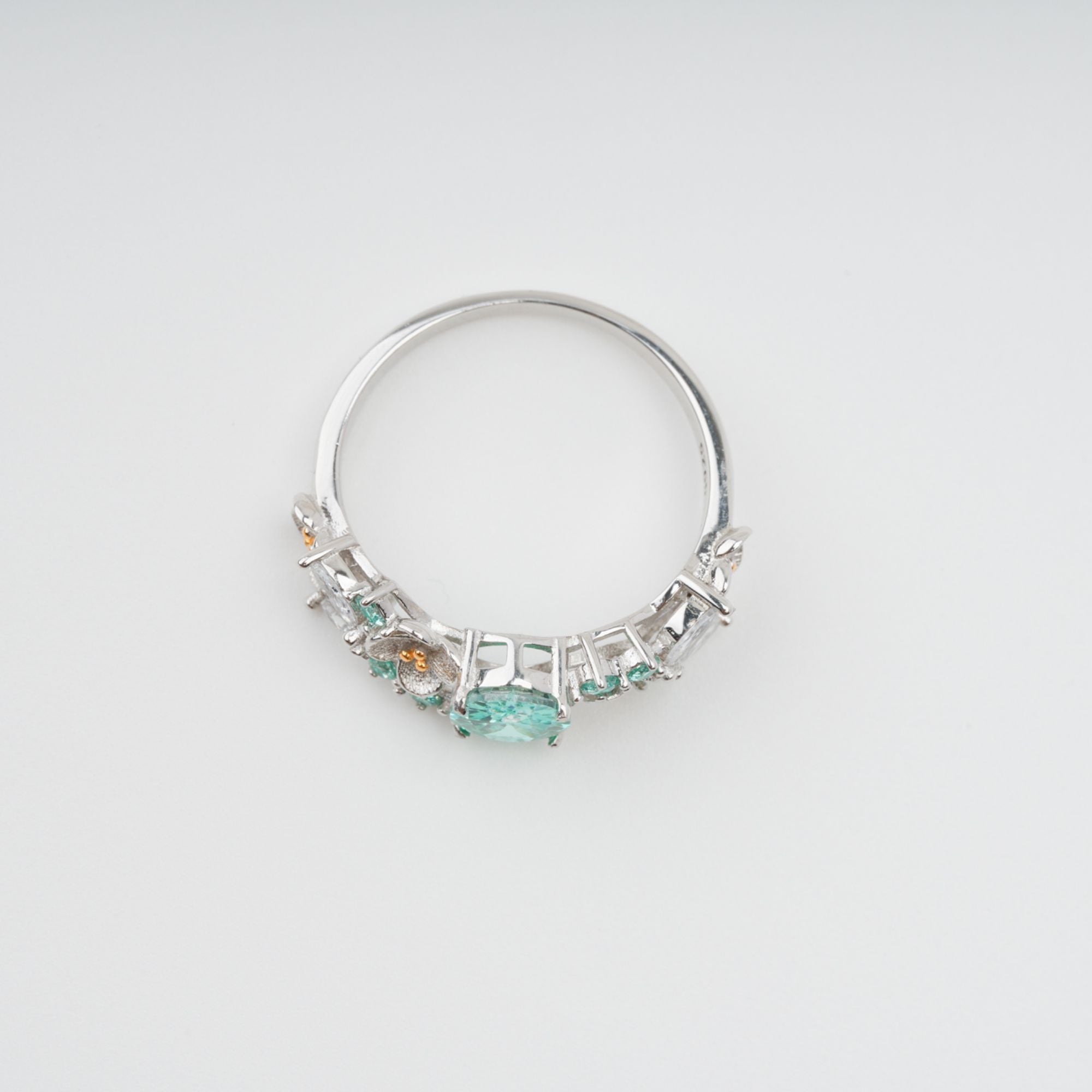 Ardelle Green Crystal Embellished Sterling Silver Ring