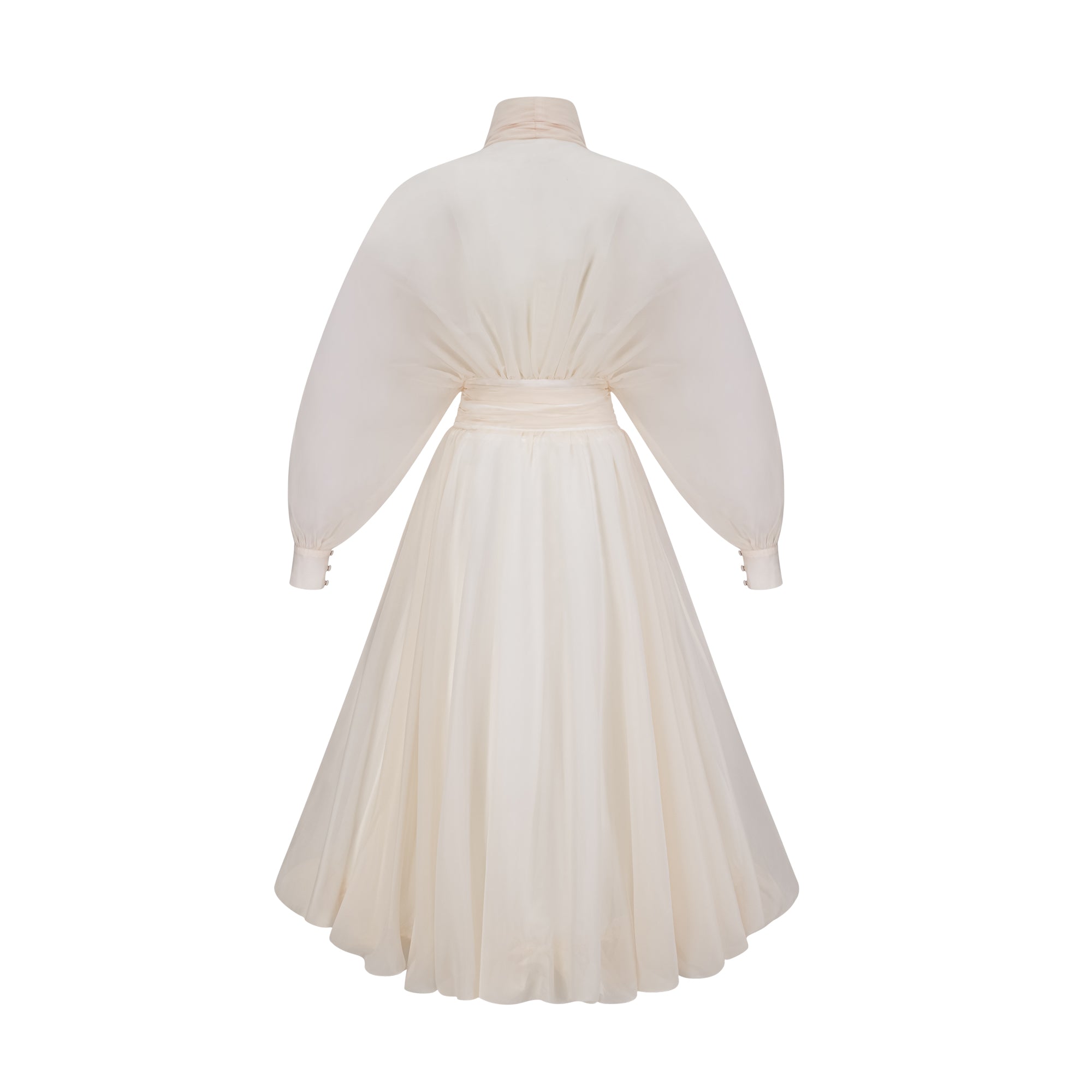 Riley Cremeweißes drapiertes Maxikleid aus Tüll