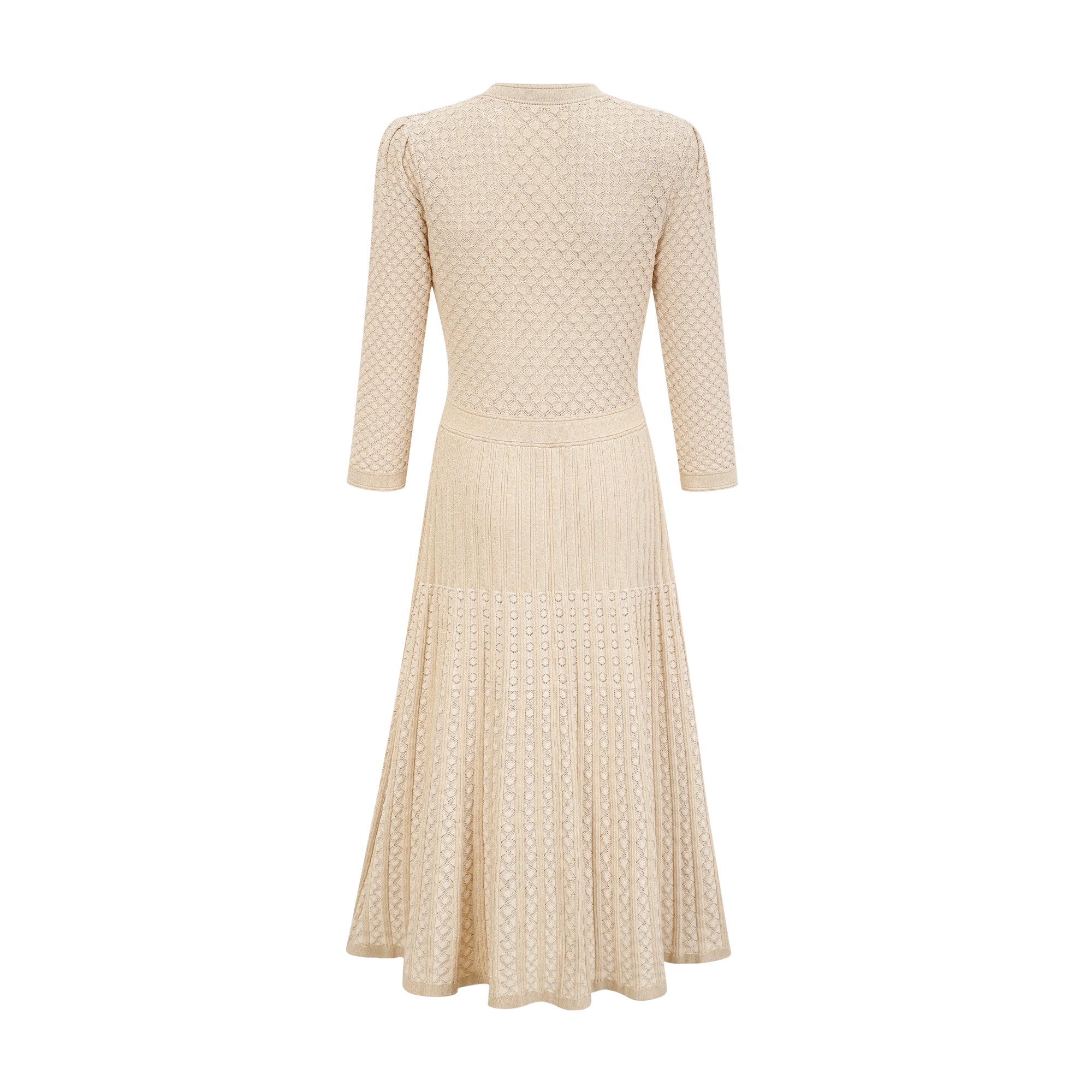 Élodie knitted long-sleeve midi dress in Neutrals