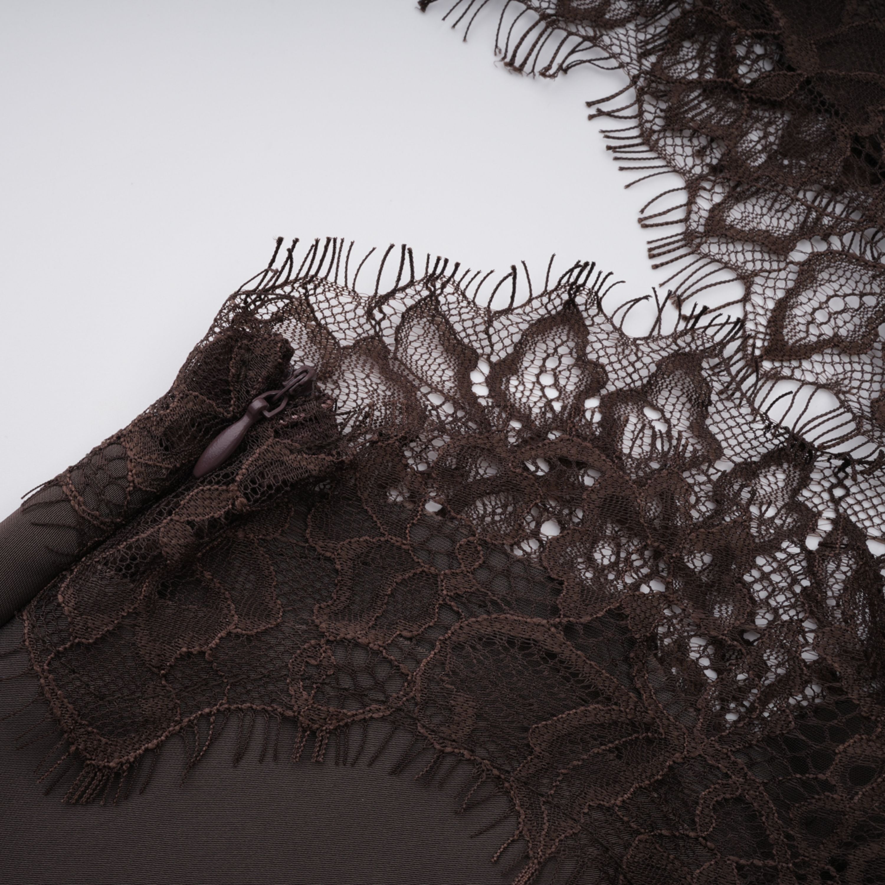 Henrik Brown Lace Trim Dress