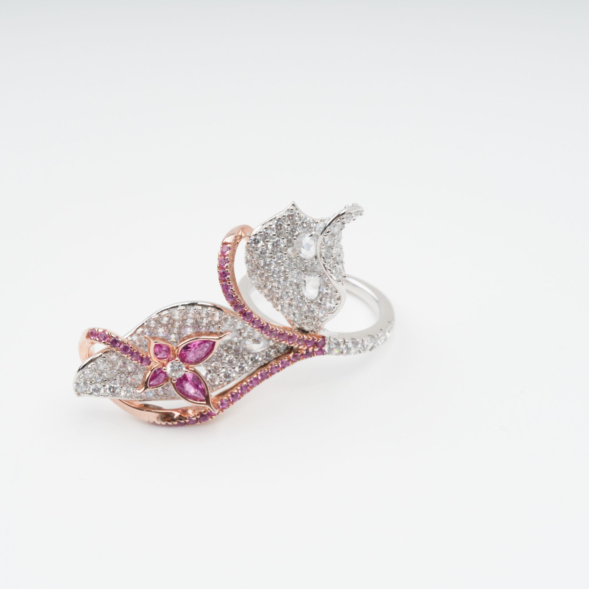 Ringset aus Sterlingsilber mit rosafarbenem Scintillement-Kristall (3-teilig)