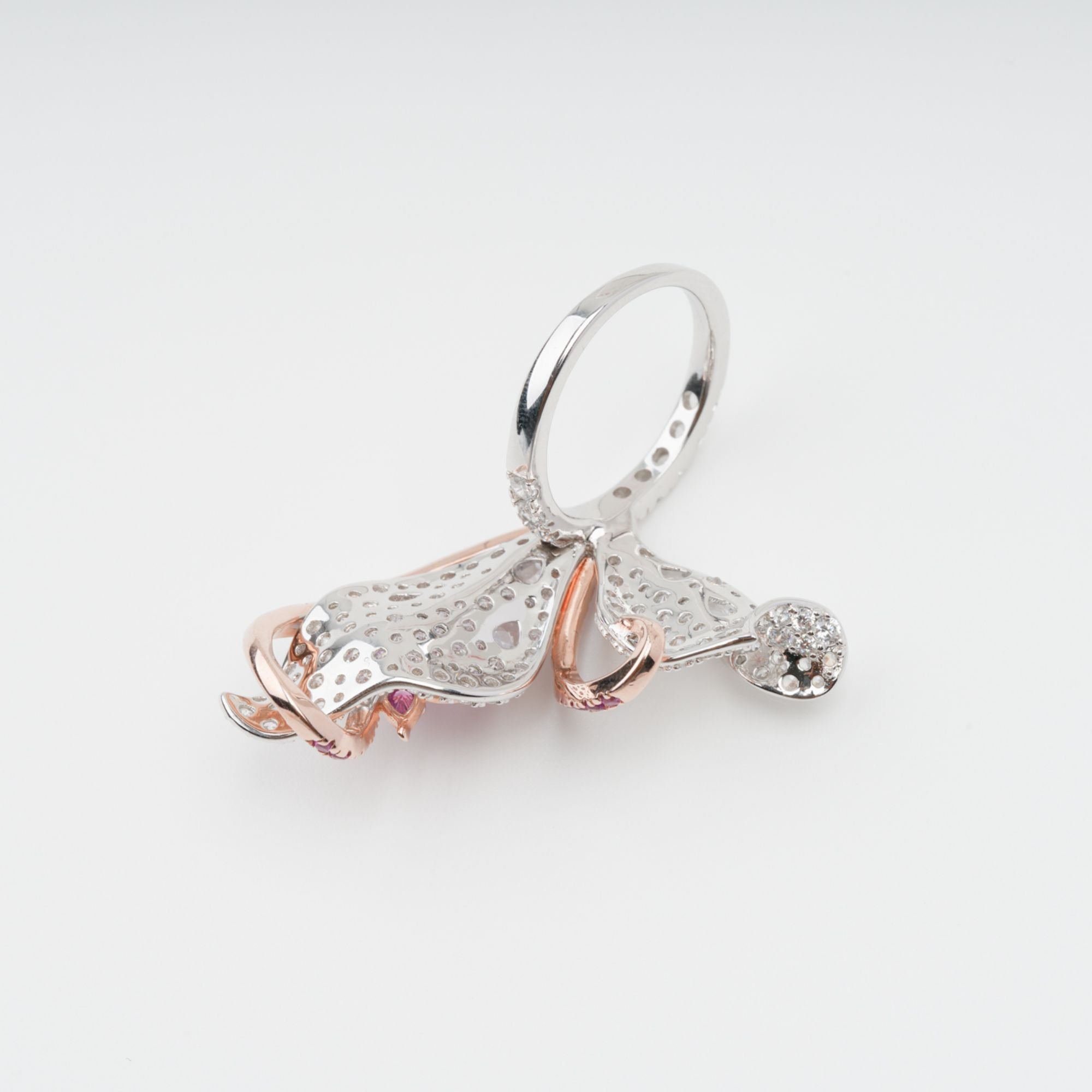 Ringset aus Sterlingsilber mit rosafarbenem Scintillement-Kristall (3-teilig)