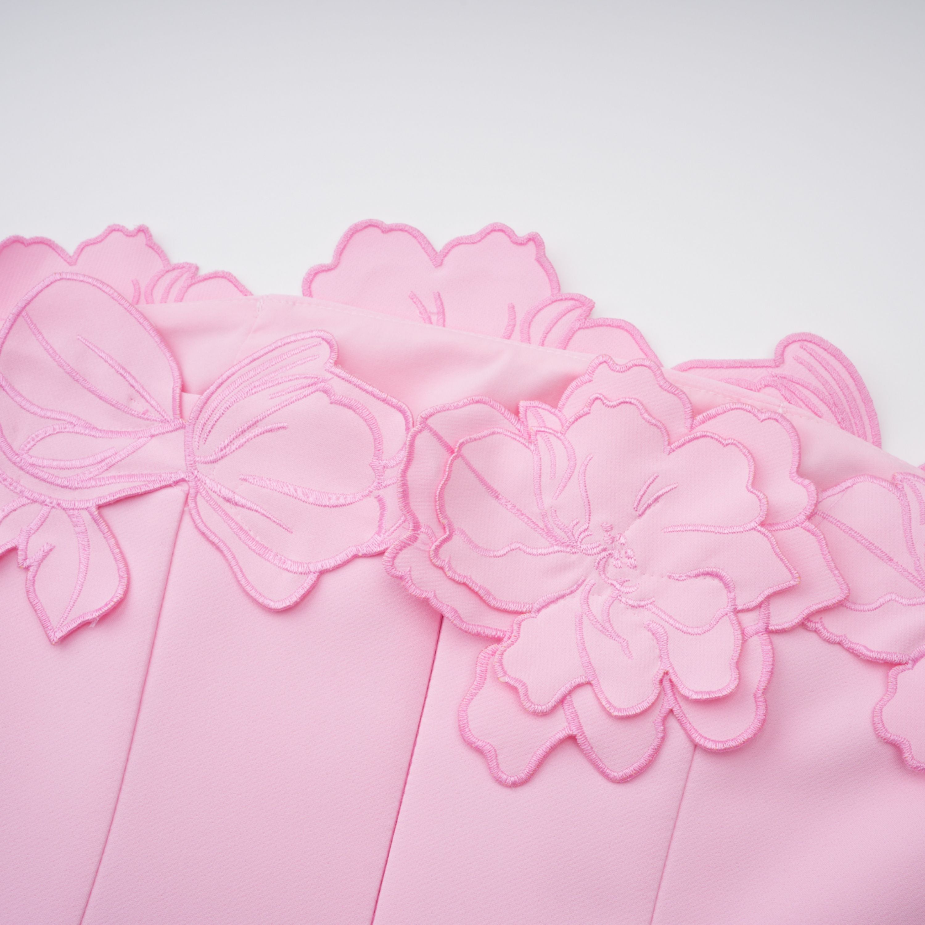 Inga Pink Strapless Floral Embroidered Maxi Dress