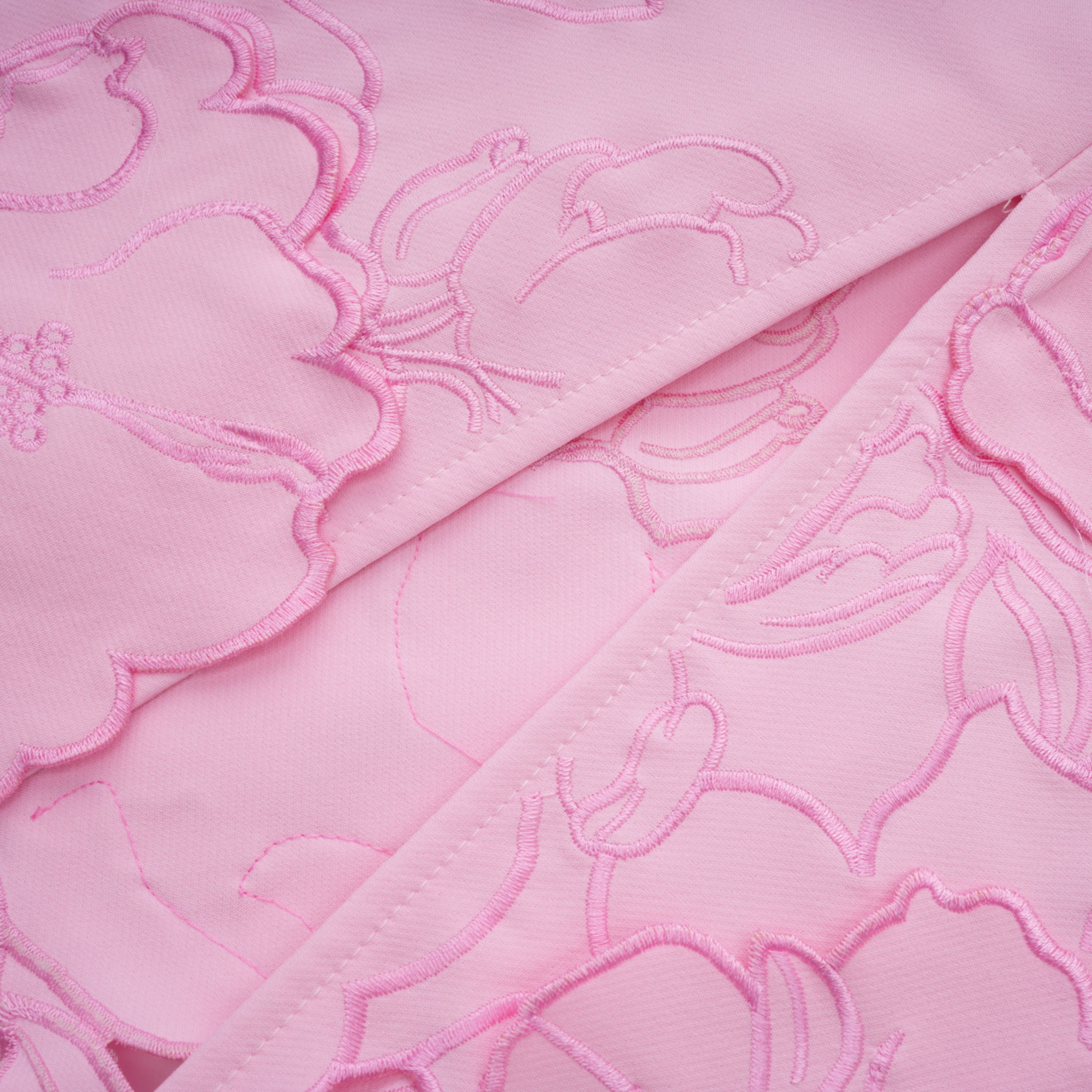 Inga Pink Strapless Floral Embroidered Maxi Dress