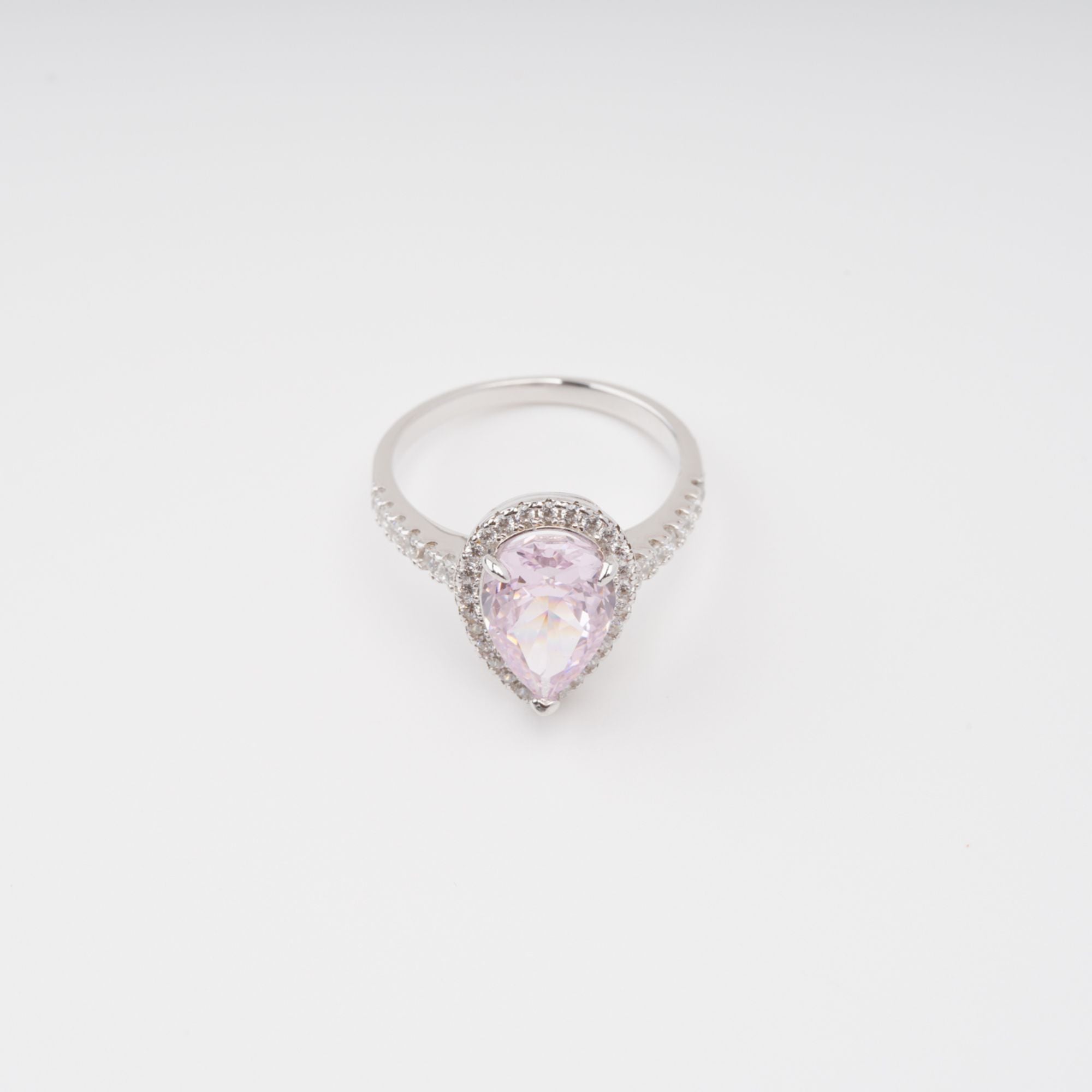 Éclat Pink Pear Shaped Gemstone Sterling Silver Ring