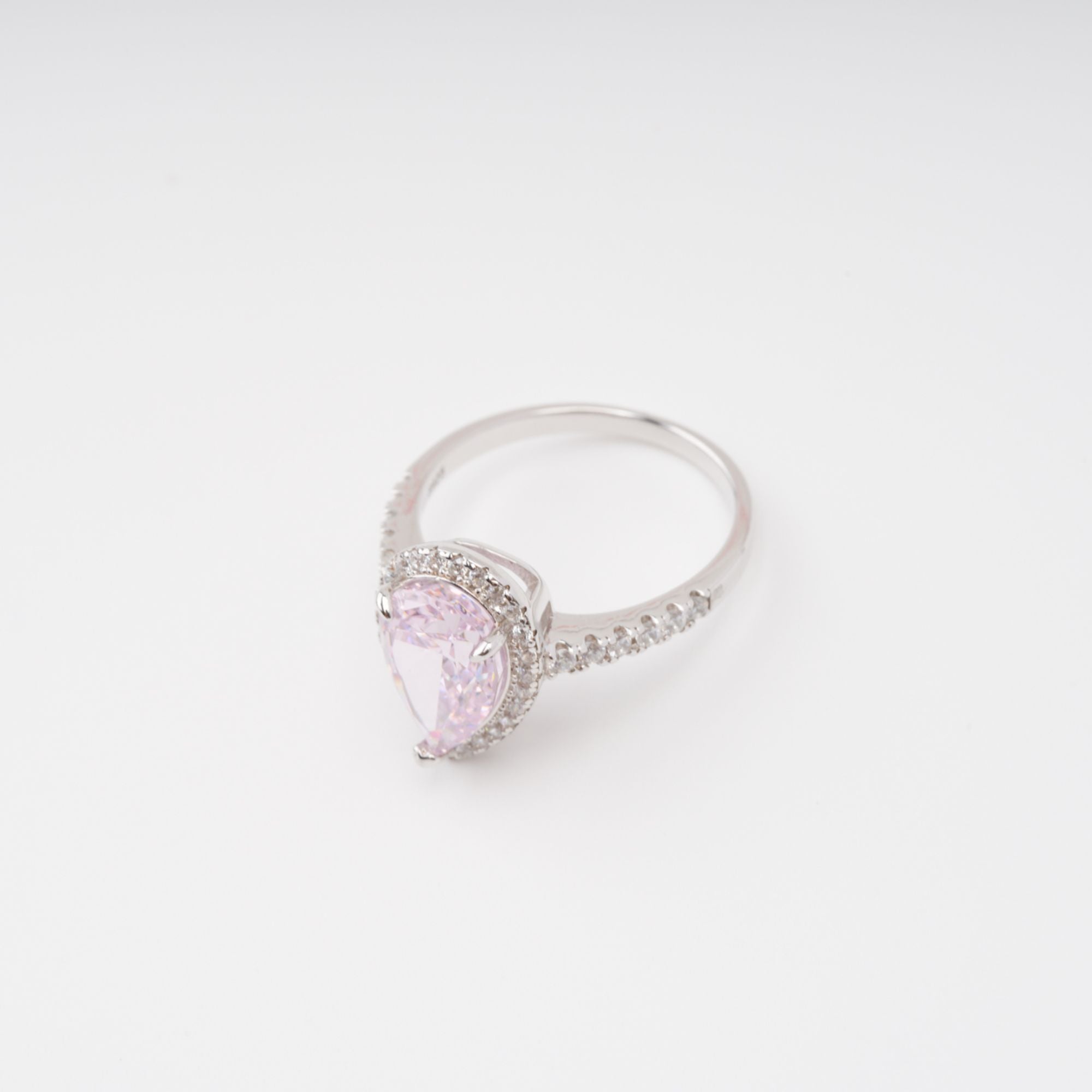 Éclat Pink Pear Shaped Gemstone Sterling Silver Ring