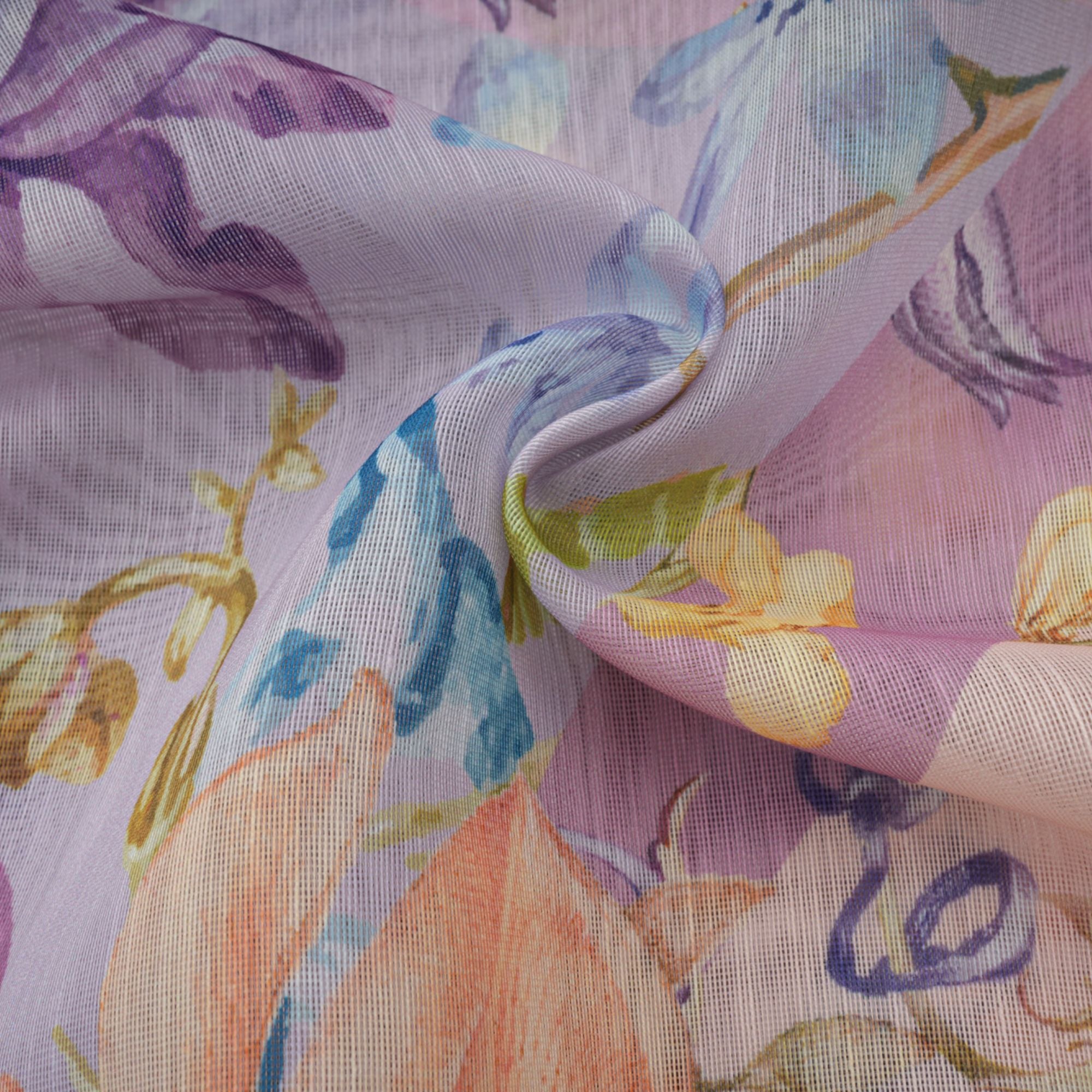 فستان دلفين ماكسي بطبعة زهور وردية